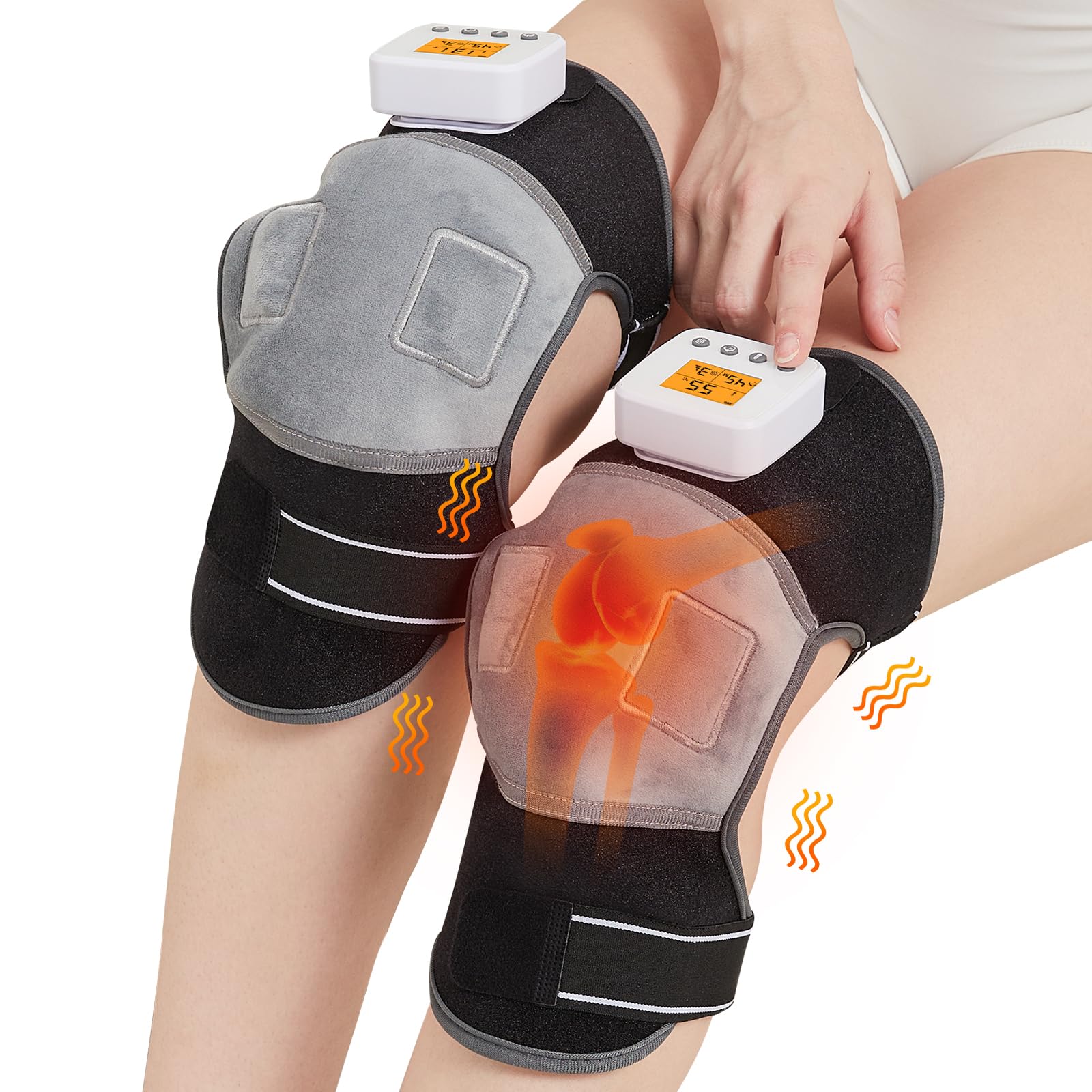 JOBYNA Électrique Coussin Chauffant Pieds, Chauffage Rapide 5 Secondes, Contrôle Température Minuterie, Sans Fil Massage Vibration