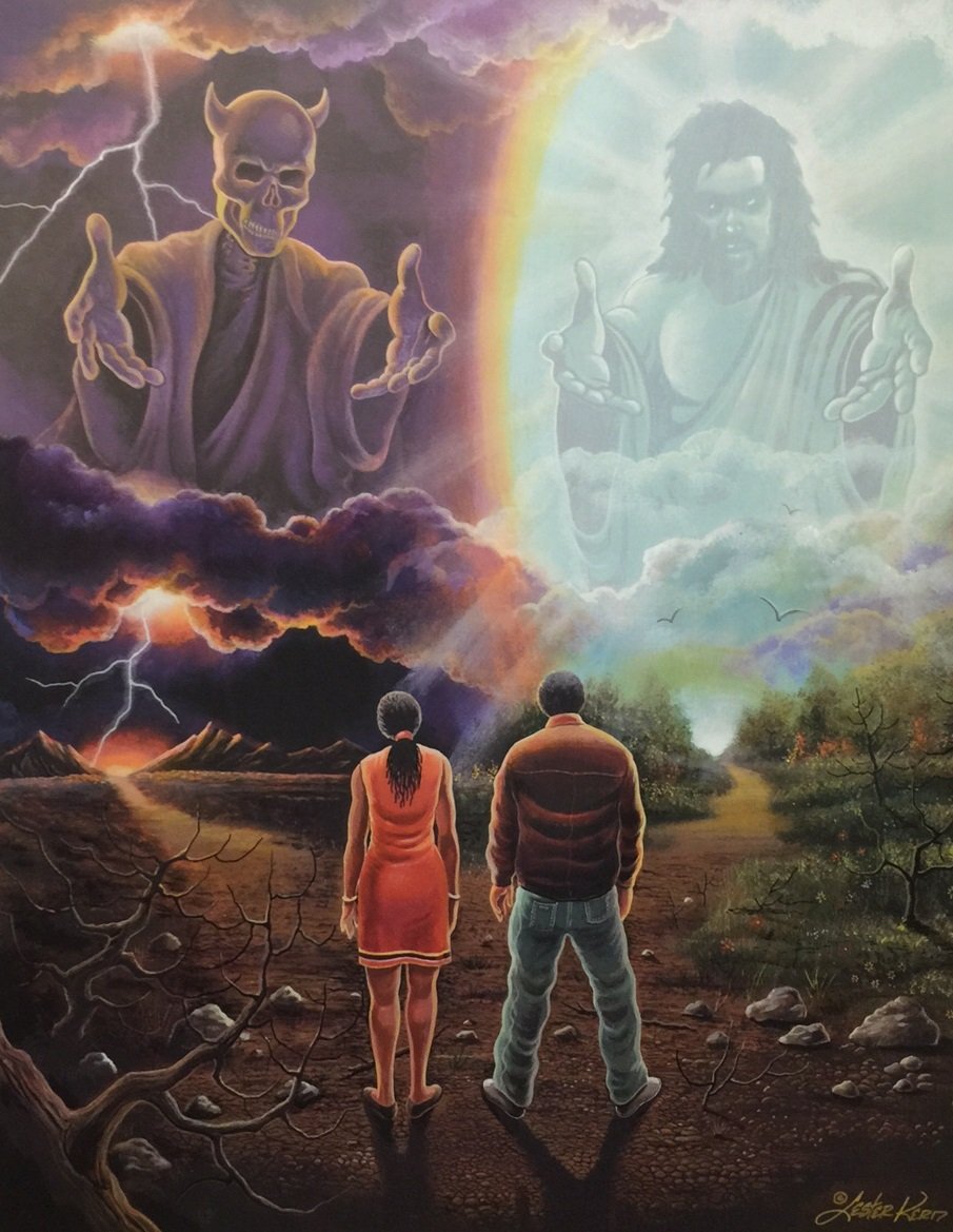 The Fork in The Road (Religious) - Lester Kern 24x30 Unframed - African American Black Art Print Wall Decor Poster #LJ - US 7E11