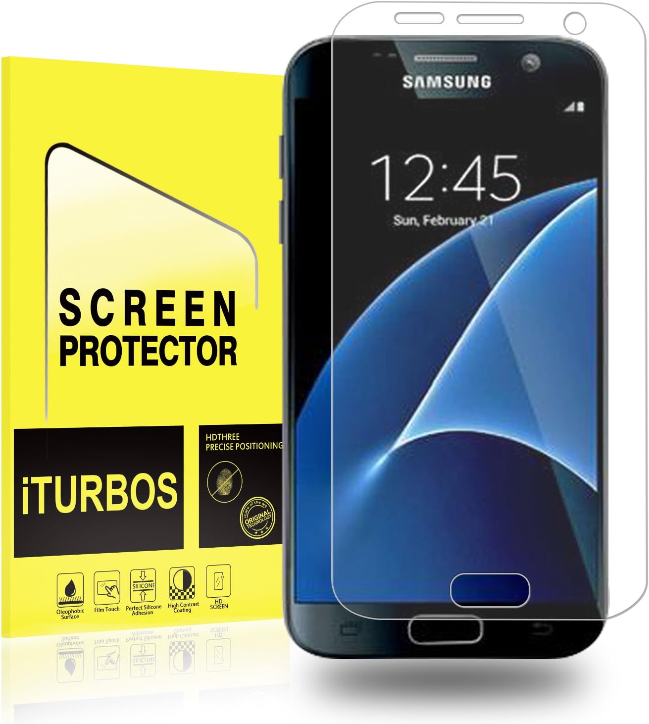 Galaxy S7 Screen Protector [2-Pack], iTURBOS Full Screen Coverage 3D PET HD Screen Protector Film for Samsung Galaxy S7