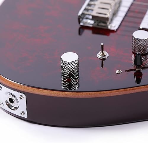 Miniatura 7 de TN2 - Guitarra eléctrica de cuerpo sólido con cuello de arce tostado y cuerpo de caoba (rojo)