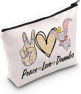BWWKTOP Dumbo Elephant Cosmetic Makeup Bag Elephant Fans Gifts Elephant Circus Elephant Zipper Pouch Bag, PeaceDumbo, Bag