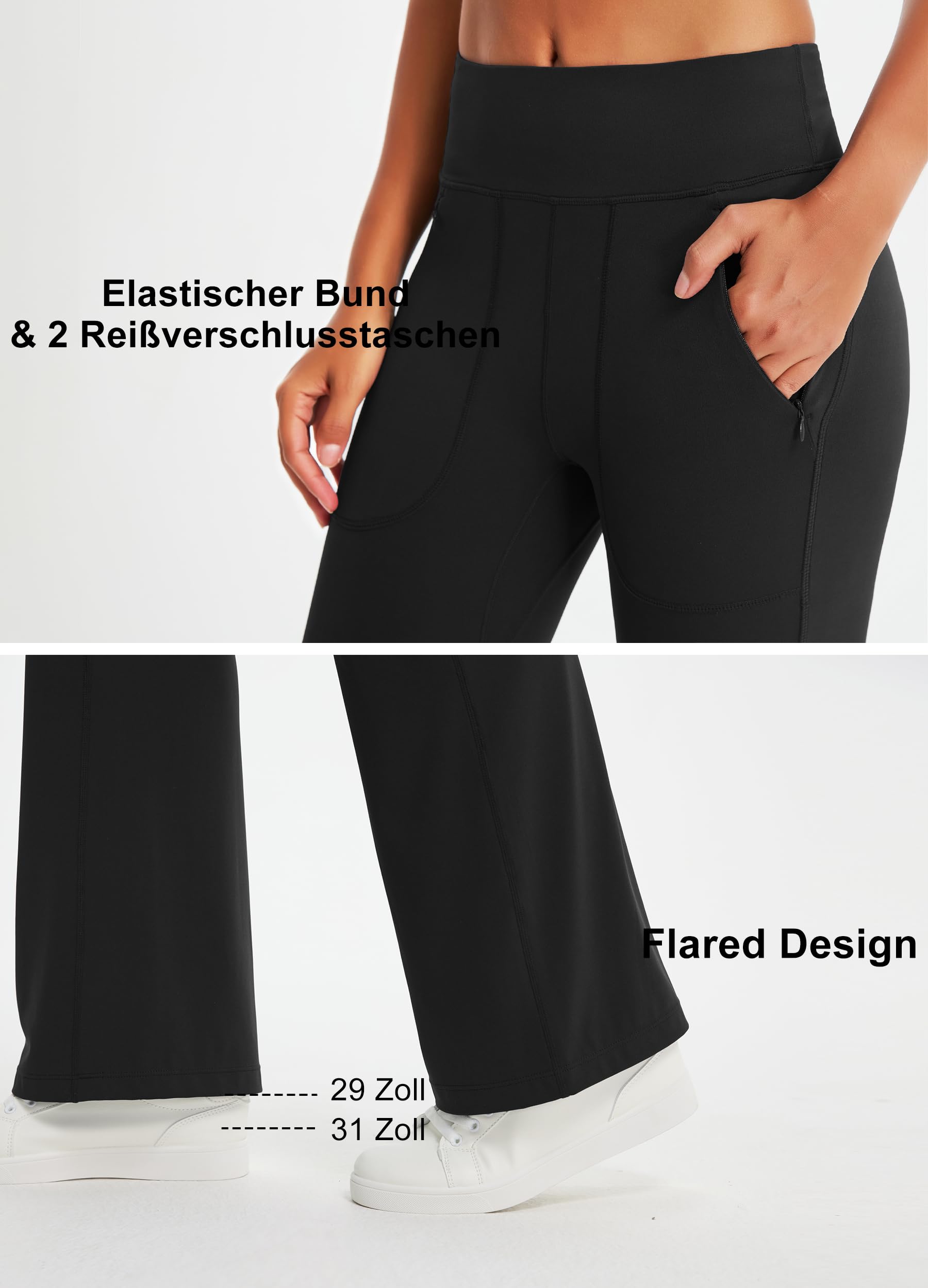 Libin Leggings Deportivos Acampanados para Mujer, Cintura Alta, Opacos, Pantalones de Yoga, Campana, Oficina, Gimnasio, Casual, Pilates, para Gimnasio con Bolsillos