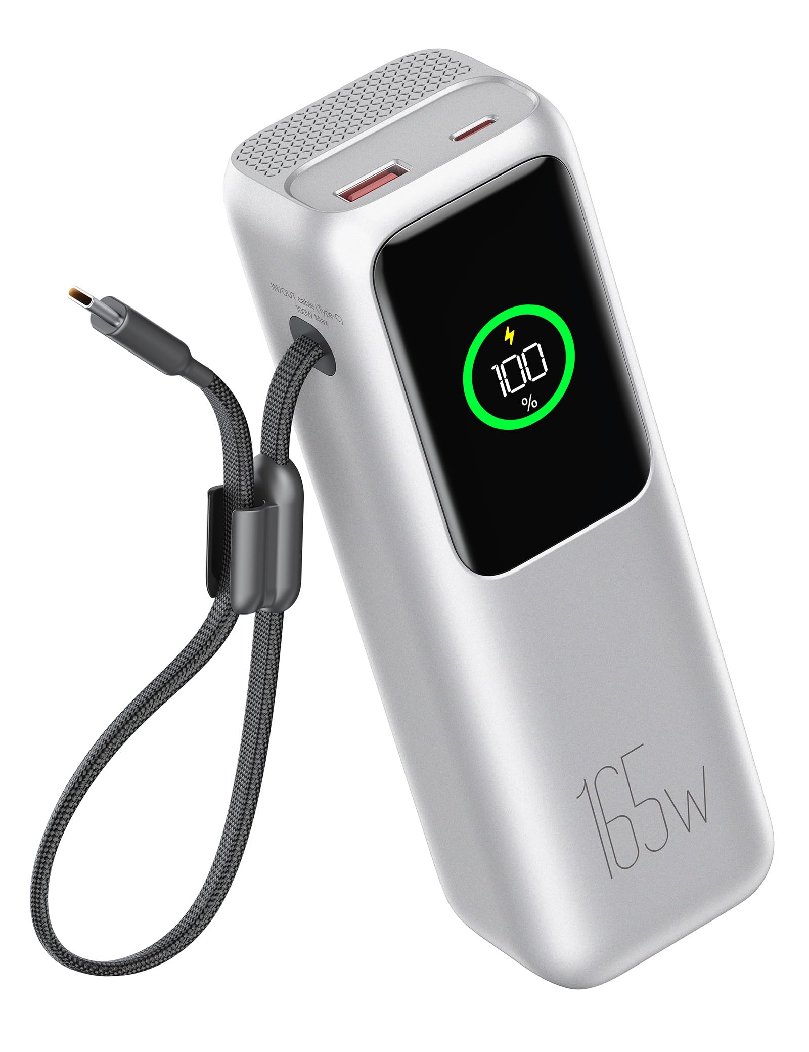 citicr Laptop Power Bank 27000mAh 165W Fast Charger w/Built-in Cable Silver | High capaci…