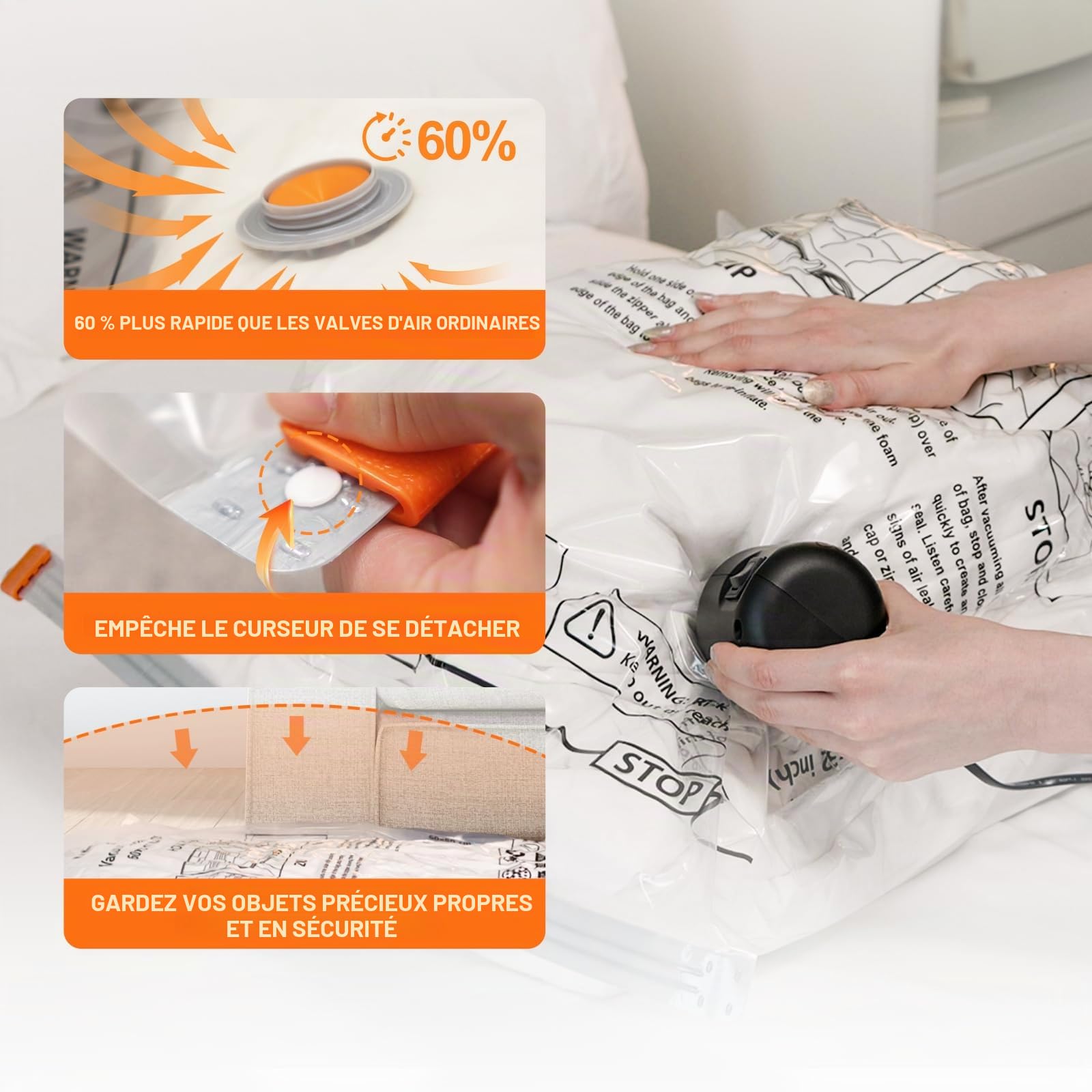 Wevac 20 pièces Sac Vetement Sous Vide Aspirateur (4XL, 4L, 4M, 4S, 4 Rouleaux) avec pompe électrique, sac vide air vêtements Compression de Voyage Réutilisables pour les Couettes, la Literie