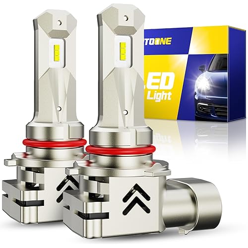 AUTOONE Upgraded 9005/HB3 LED Light Bulbs, 600% Ultra Brightness, 6500K Cool White 1:1 Halogen Size Replacement, 60000Hrs Long Service Life with Turbo Fan, Plug and Play, Fog Lamps, Pack of 2