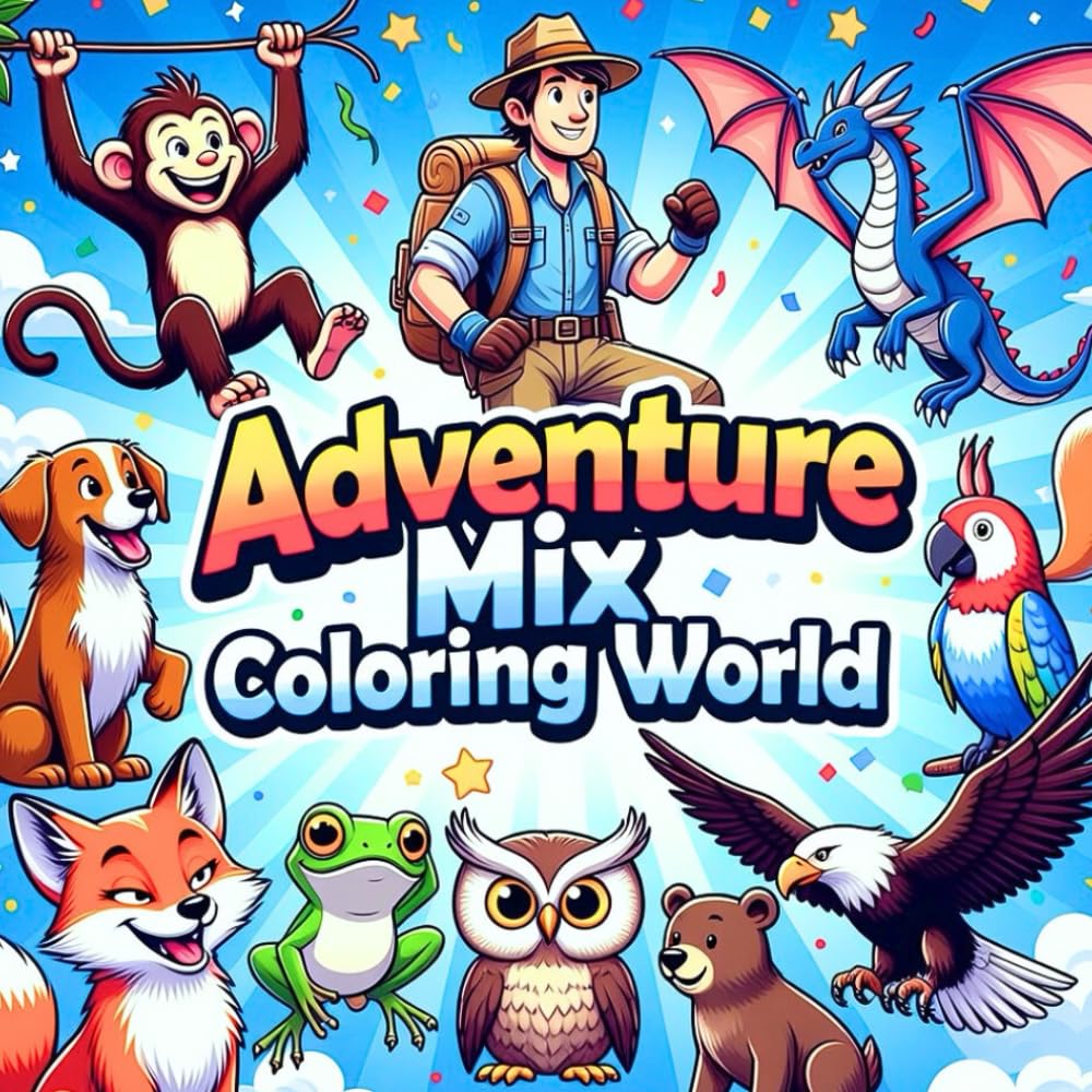 Adventure Mix Coloring World: Fun Animals, Fantasy Scenes & Creative Play for Kids & Adults