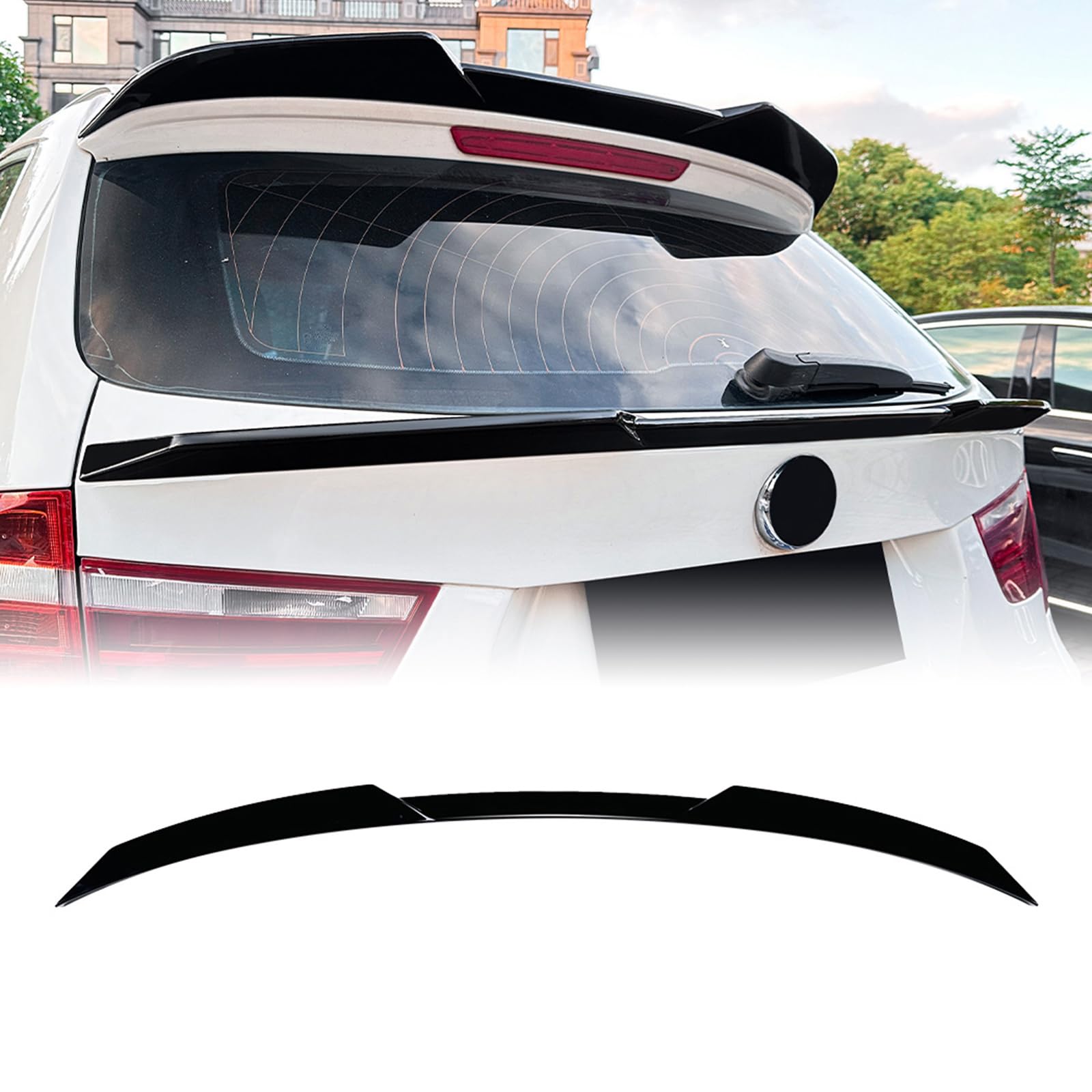 Rear Trunk Middle Spoiler Splitter Wing Kit Decor For BMW X3 F25 2011-2017