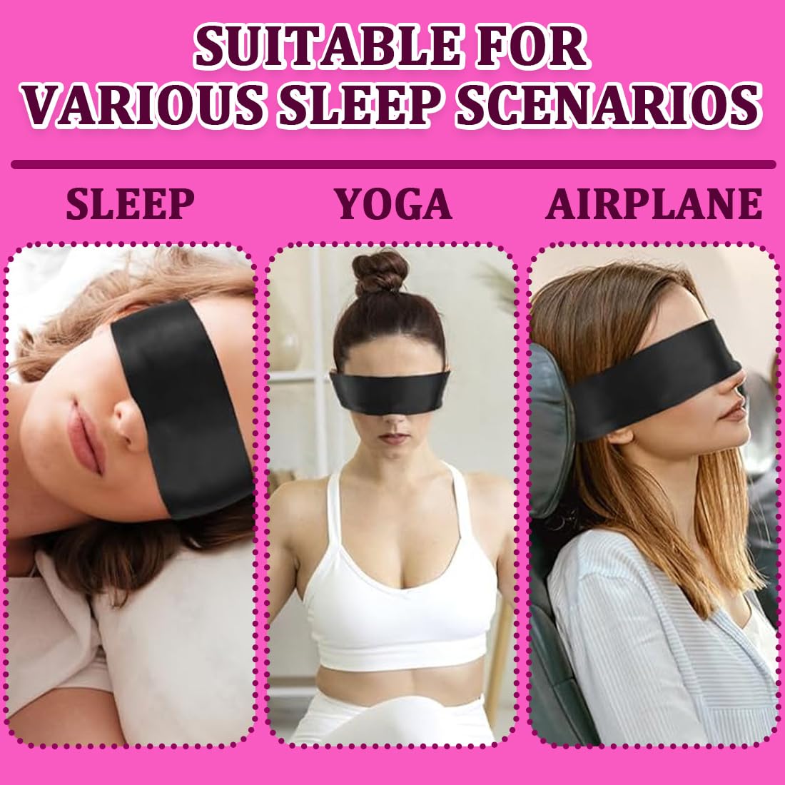 3 Pcs Maschera Per Occhi In Raso Fasce Per Occhi In Raso Morbide Maschere Per Dormire Copertura Per Gli Occhi Da Viaggio In Raso Per Donne Uomini Adulti Coppie 130X5Cm Nero Rosso