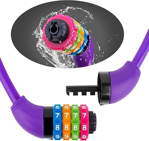 Miniatura 4 de Cable de bloqueo de bicicleta, bloqueo de cable de bicicleta con combinación de 4 dígitos y cabezal de bloqueo grande, bloqueo de cable de bicicleta