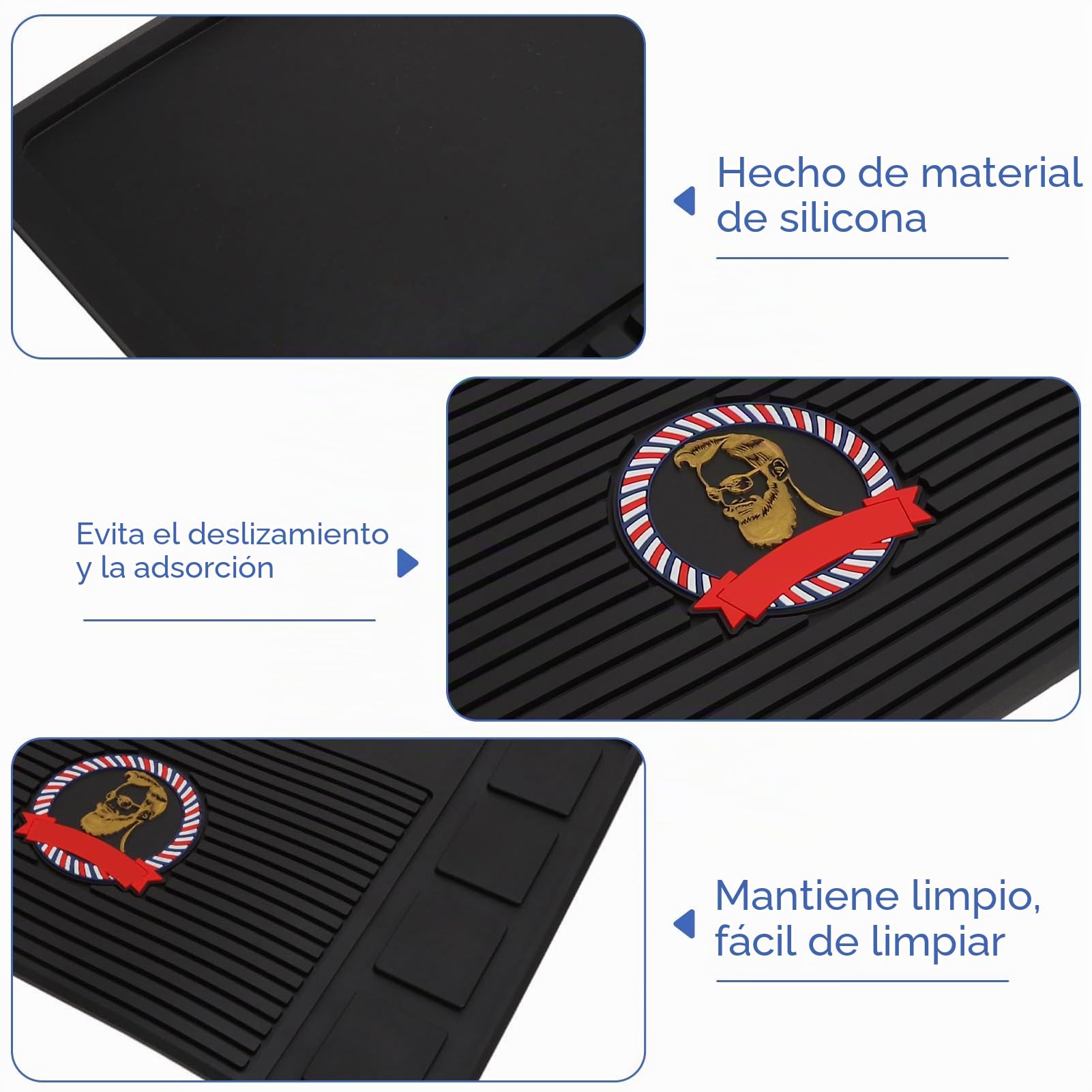 Agatige Alfombrilla Organizadora De Herramientas De Peluquero, Alfombrilla De Peluquero De Adsorción Fuerte De Silicona Antideslizante Barberia Accesorios Alfombrilla De Trabajo para Peluquería