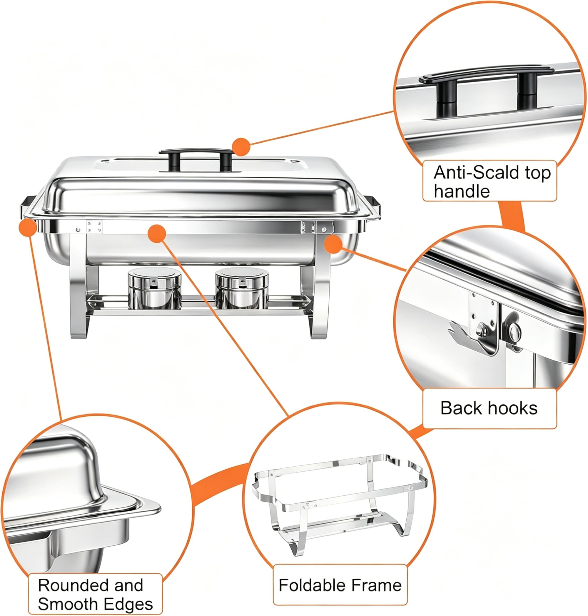 Chafing Dishes for Buffet, 4 Pack 9 Quart Stainless Steel Chafer Set — Amazon image 8