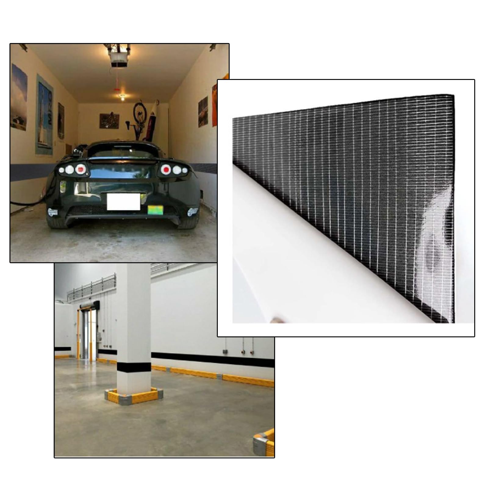2 Rouleaux Protecteur Parking Mousse Anti-Rayures 200cm X 20cm X 6,5mm - Noir