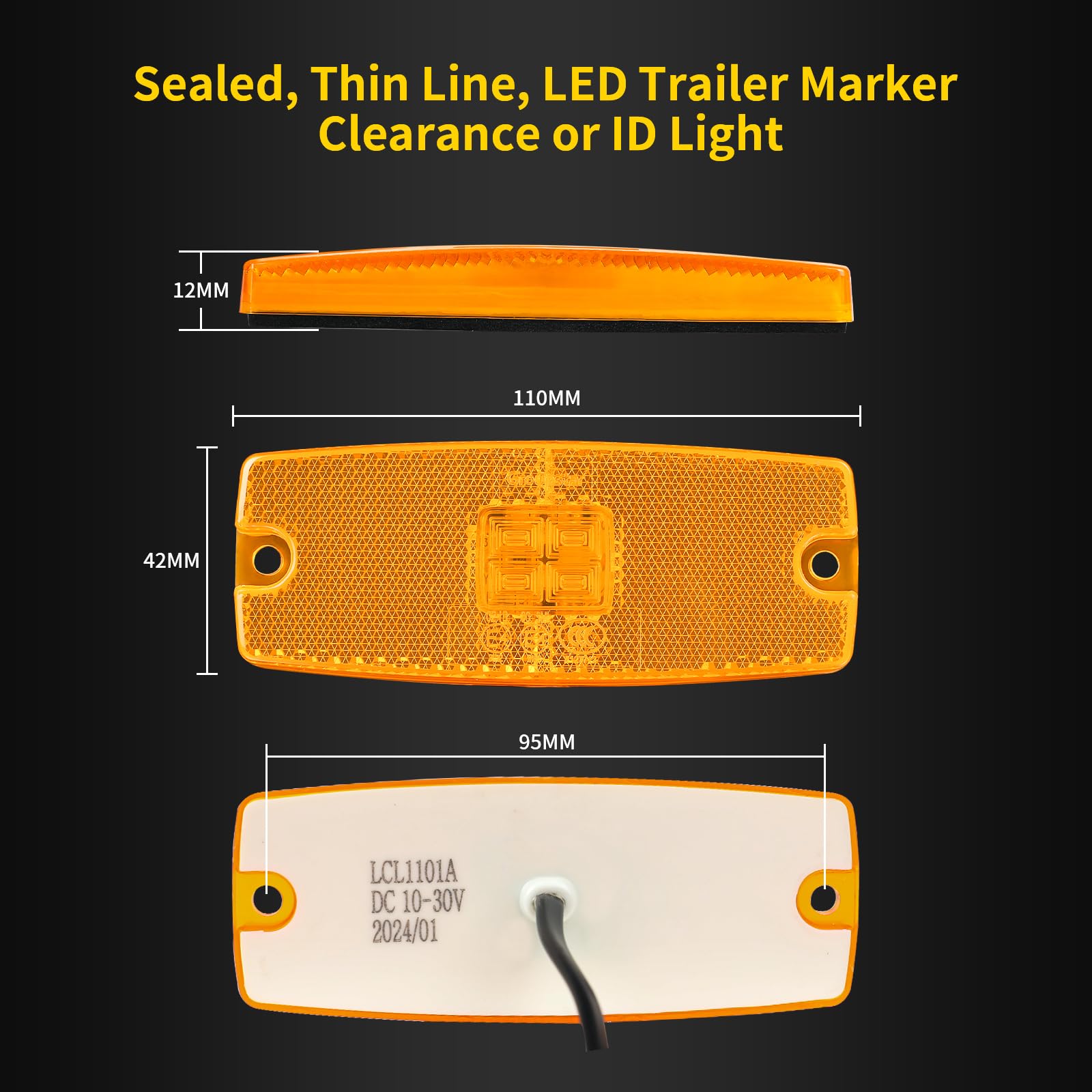 LED Seitenmarkierungsleuchte Orange Für PKW, LKW, Anhänger – 12V/24V, E-geprüft, Mit Halterung