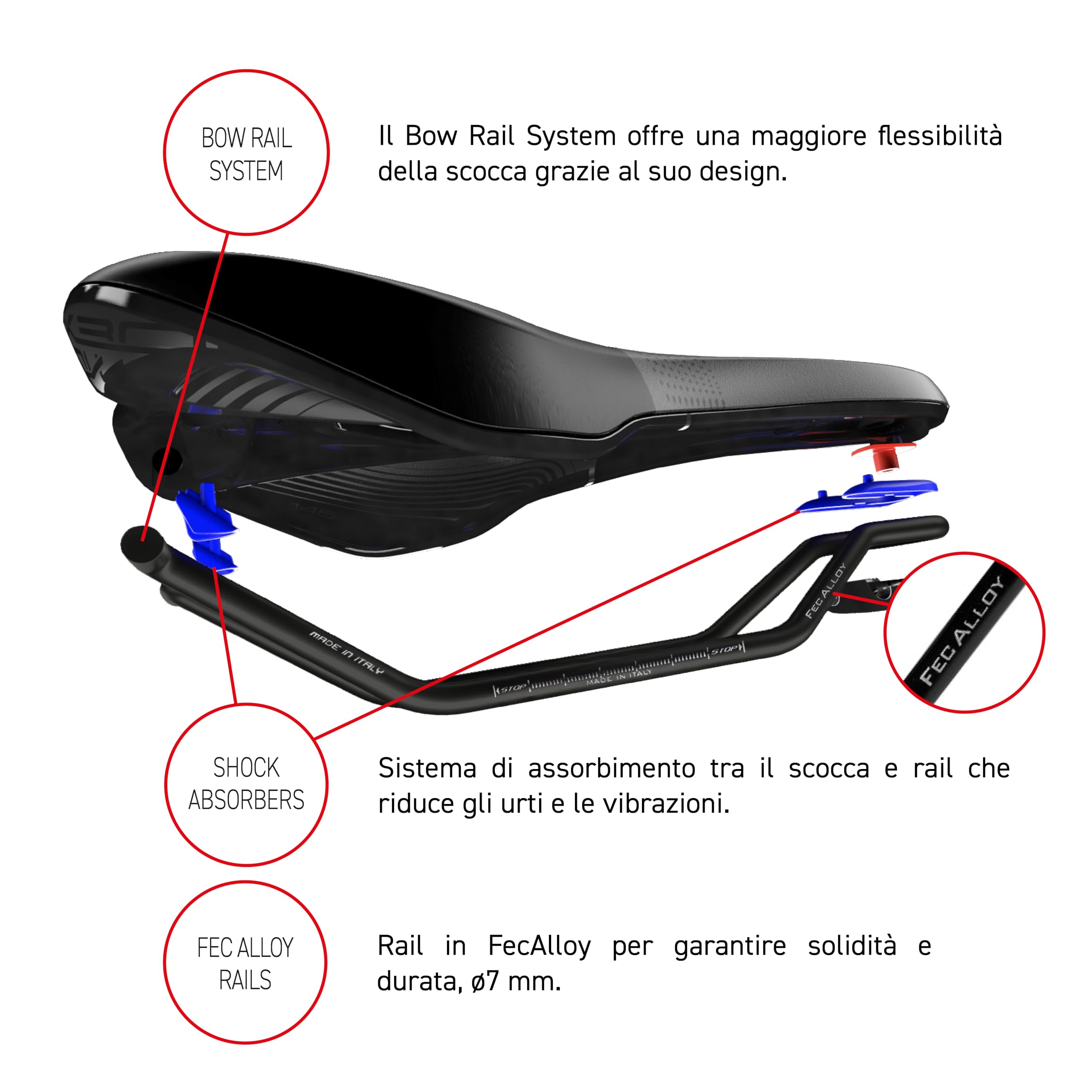 Selle Italia X-Bow Superflow - Sella Bici Enduro, E-bike, E-Mountain Bike, Foro Anatomico, Telaio FeC Alloy, Ammortizzatori