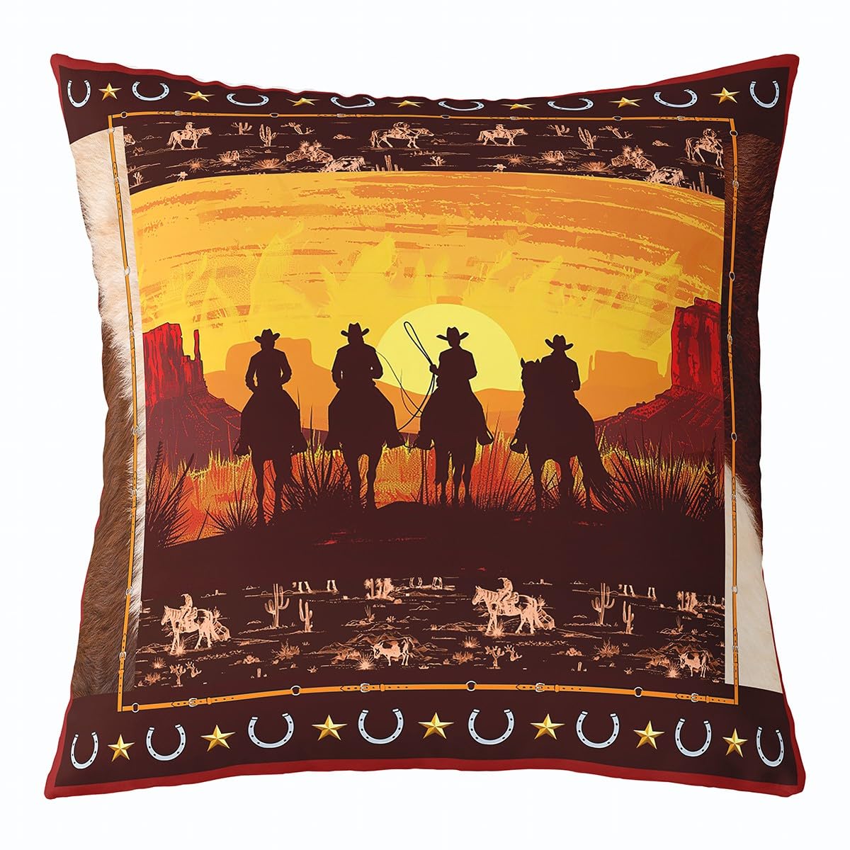 Housses de coussin orange cow-boy 45x45 cm Loussiesd en lin