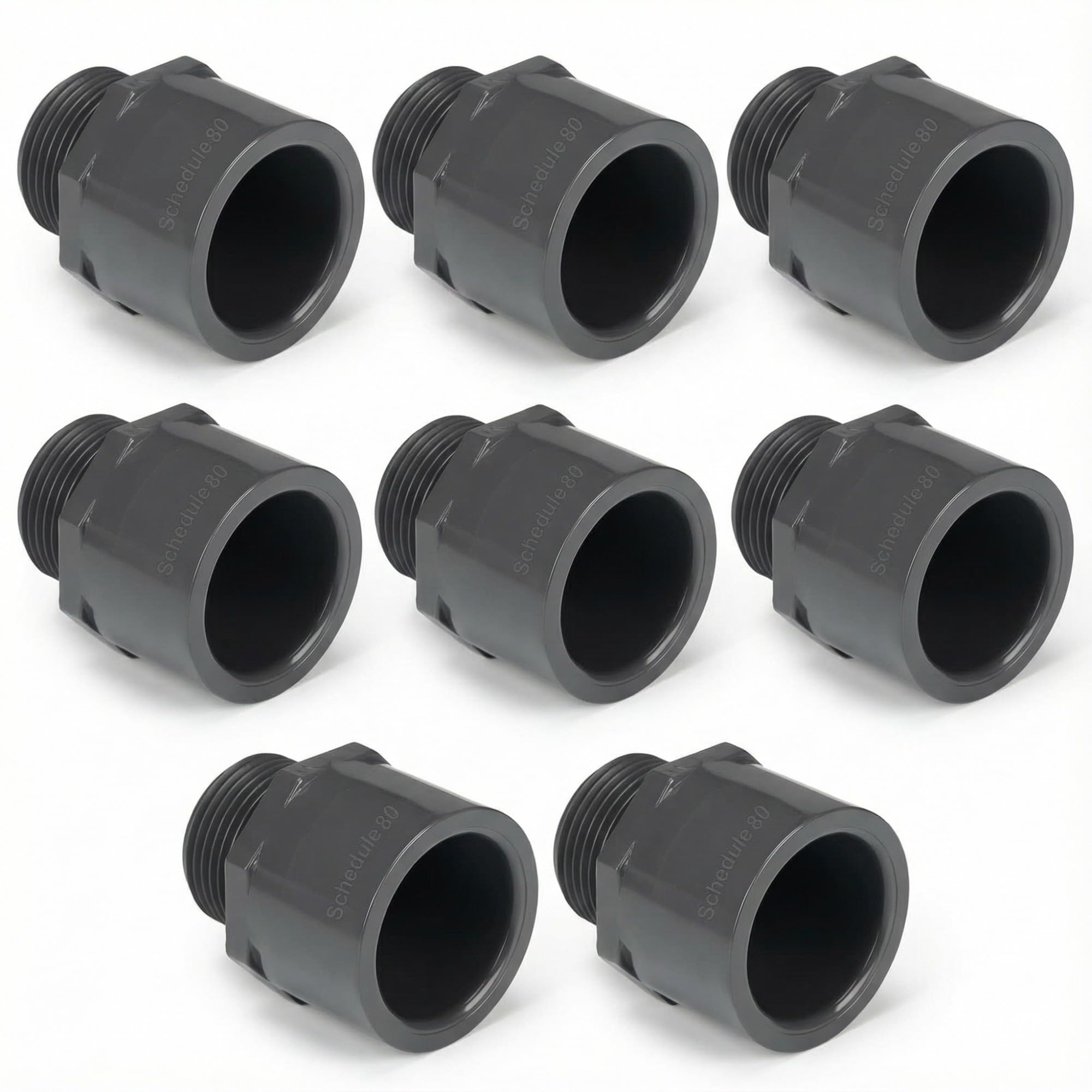 8 Pcs 1 Inch PVC Pipe Fitting Male Adapter Schedule 80 Socket x Npt Compatible with 836 Series Heavy Duty Industrial Grade Corrosion Resistant Plumbing Irrigation Connector for Water