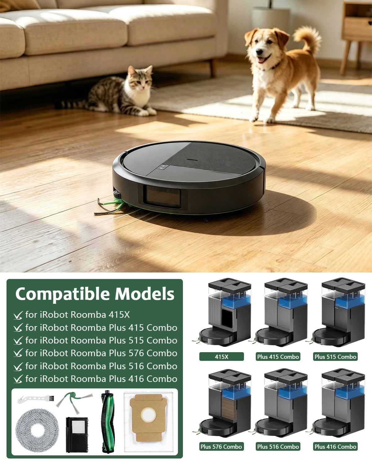 27-pak akcesoriów do iRobot Roomba Plus 576 Combo/416 Combo/516 Combo
