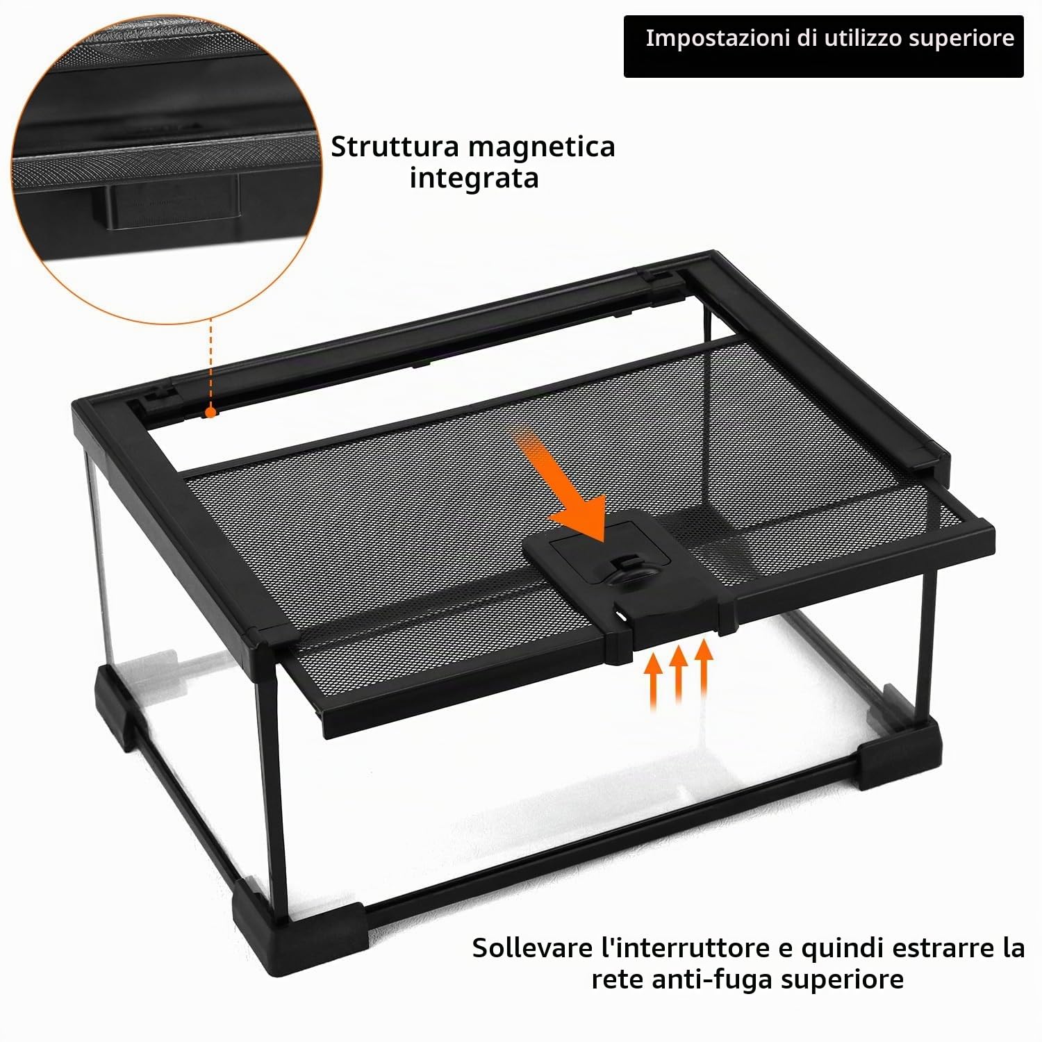 QWORK® terrario in vetro per rettili, reptile growth terrario, 30 * 20 * 15cm per una varietà di rettili e insetti