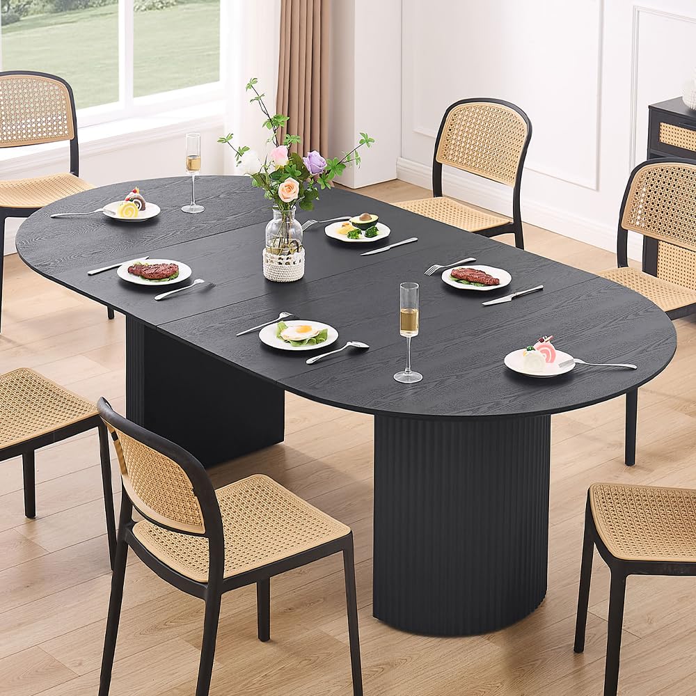 WILLIAMSPACE 86.61" Extendable Dining Table for 6-8, Black