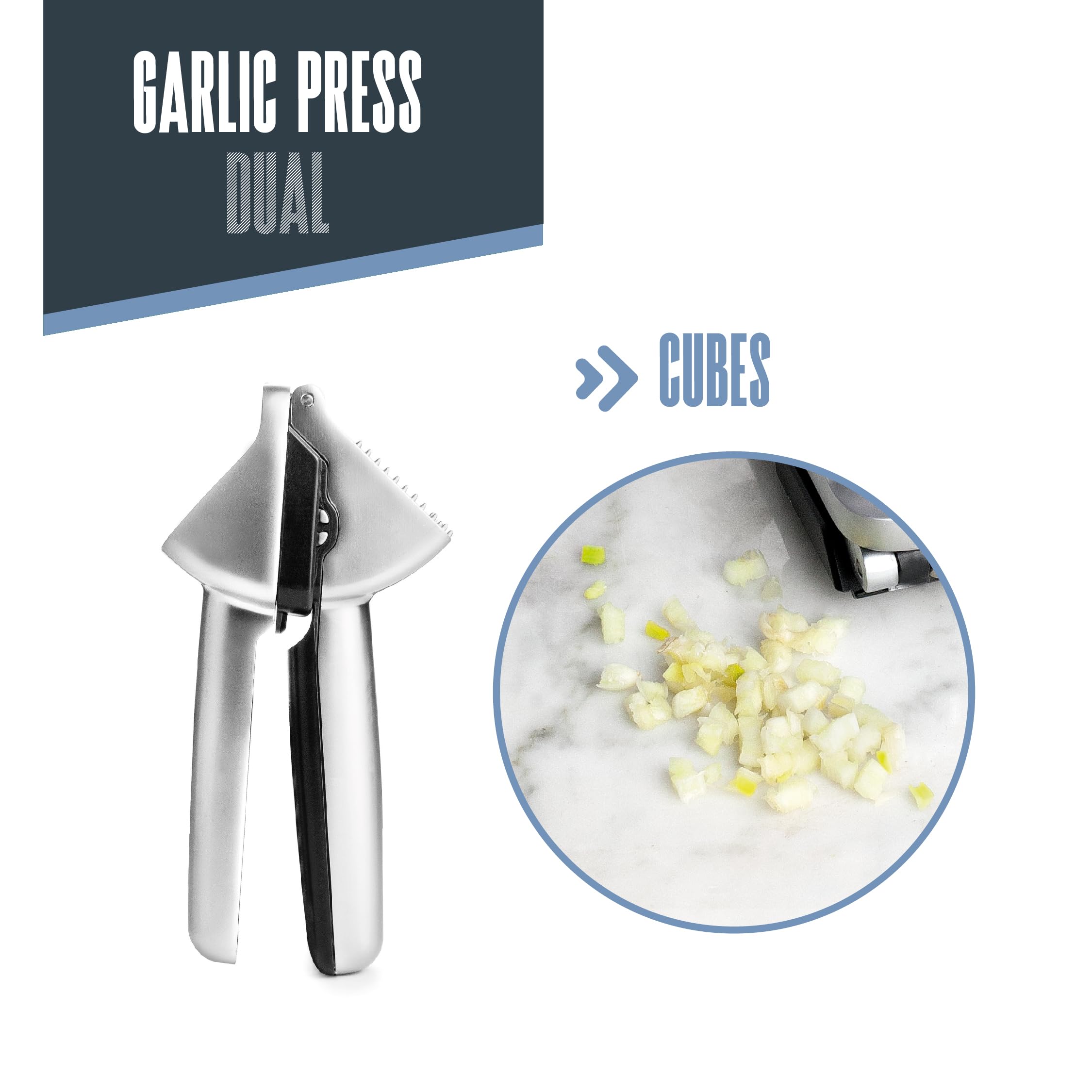 Lacor 60277 - Doppia pressa aglio, schiaccia, cubo, pulizia, mang...