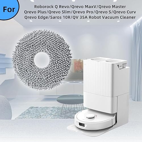 Miniatura 2 de Paquete de 8 almohadillas de fregona compatibles con Roborock Q Revo Robot Aspirador, Juego de accesorios de repuesto de almohadillas de limpieza