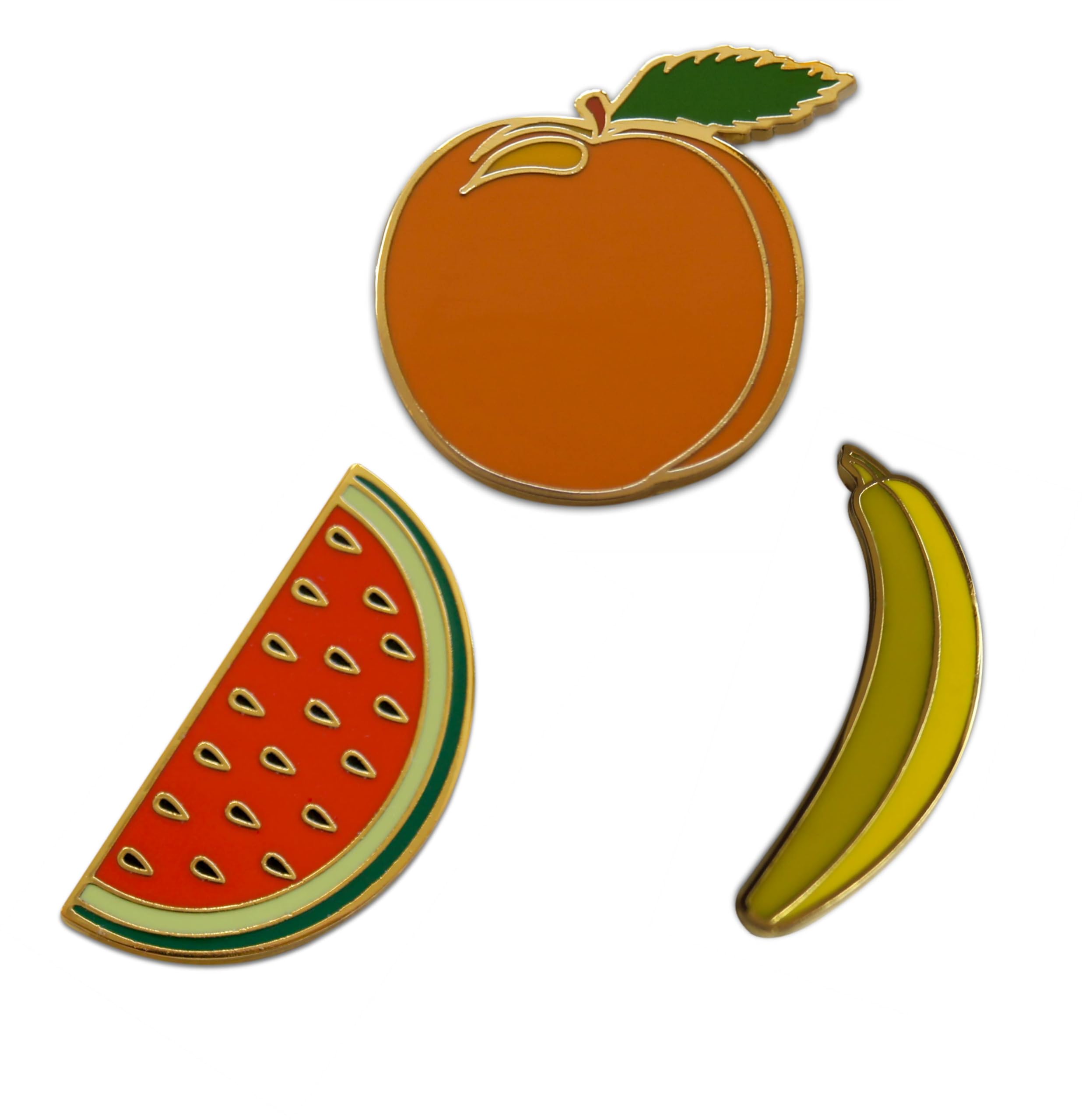 Novel Merk Tropical Fruits – Banana &amp; Other Lapel Pin, Hat Pin &amp; Tie Tack Set - with Clutch Back