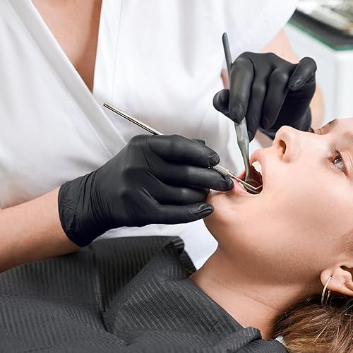 Miniatura 3 de Schneider Guantes de examen de nitrilo, guantes desechables sin látex negro, sin polvo, para médicos, cocinar, limpiar y preparar alimentos