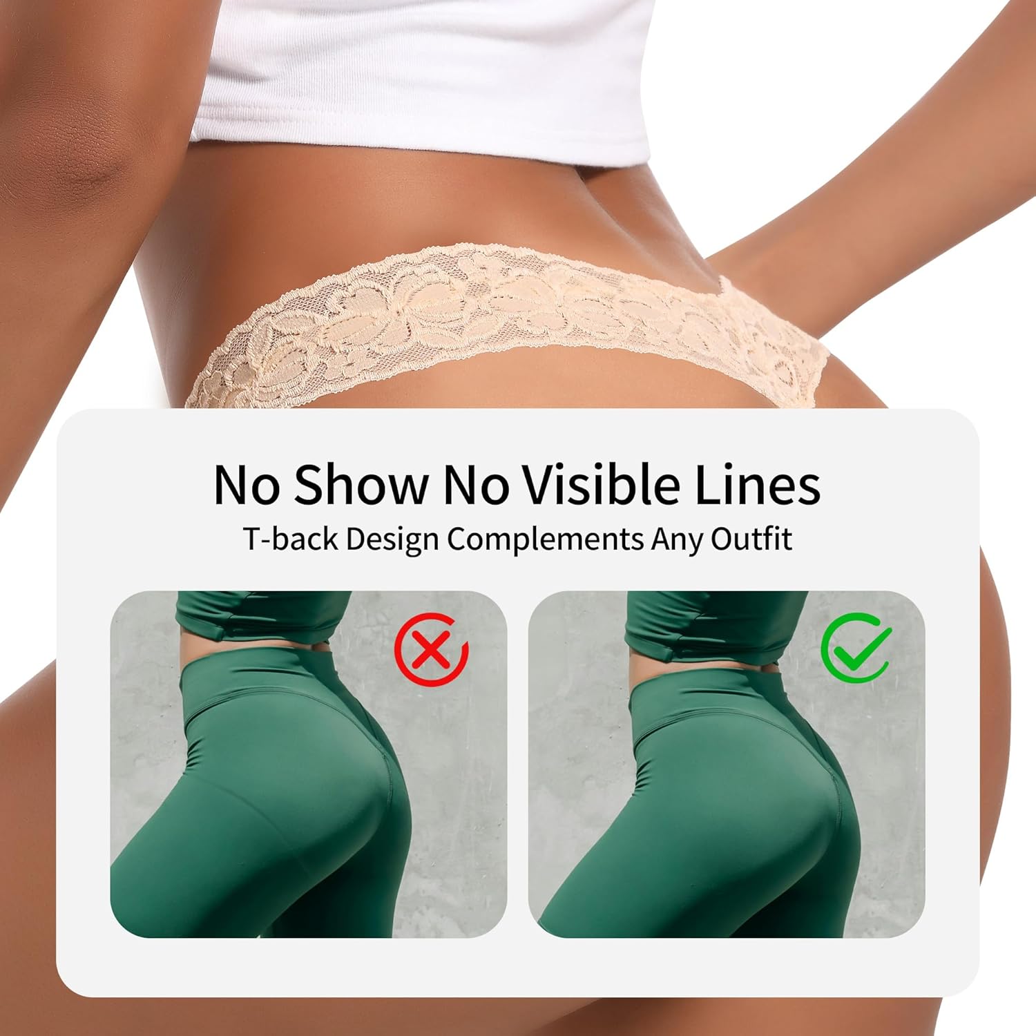 Cotton Lace Thongs for Women Seamless Sexy Low Rise Underwear No Show T-Back Panties Comfort Tanga pack 10 XS-4XL - Image 5