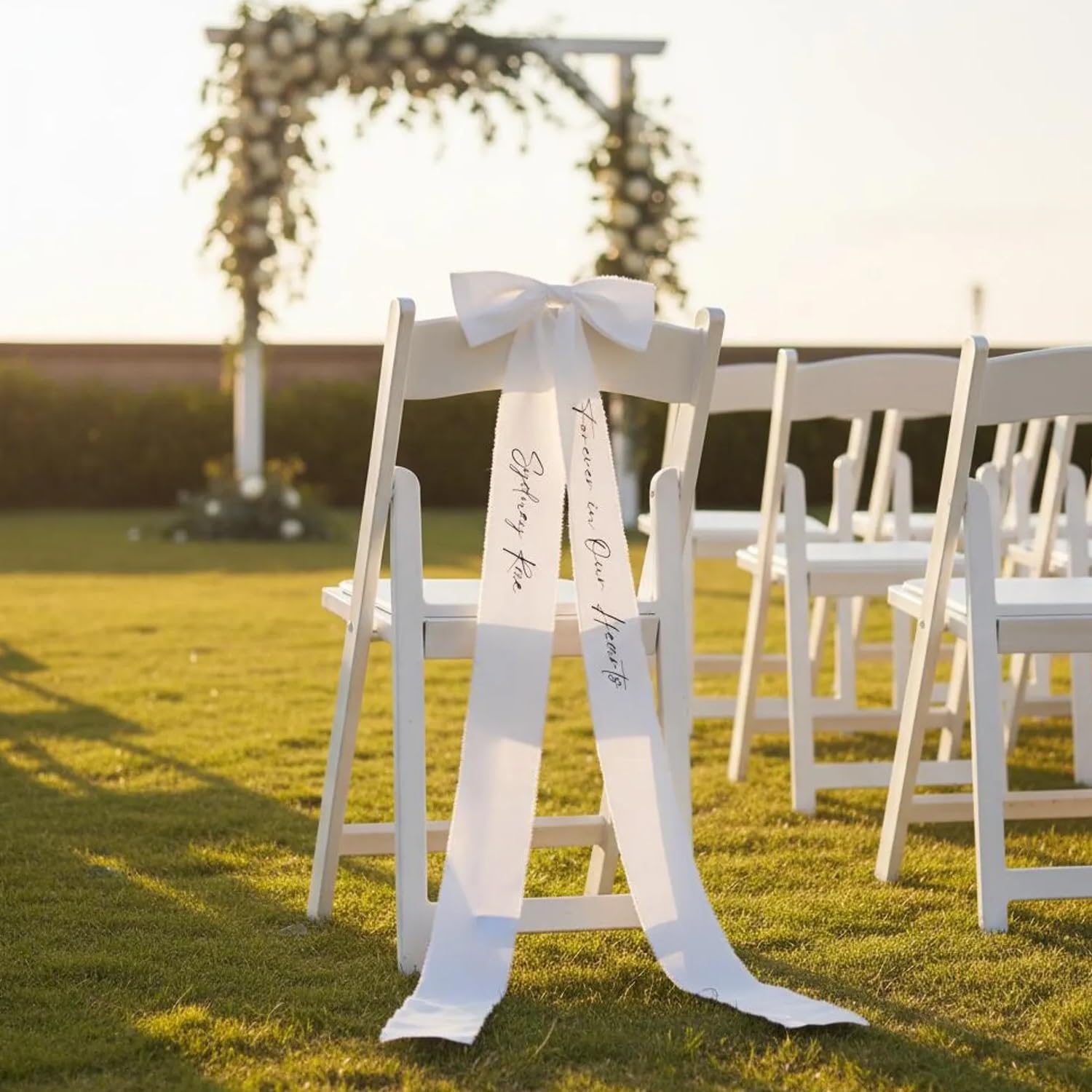 Nastri Personalizzati per Matrimoni per I Posti Riservati - Nomi Personalizzati per La Madre della Sposa E dello Sposo - Fiocchi Decorativi per Le Sedie per La Cena di Prova E La Cerimonia