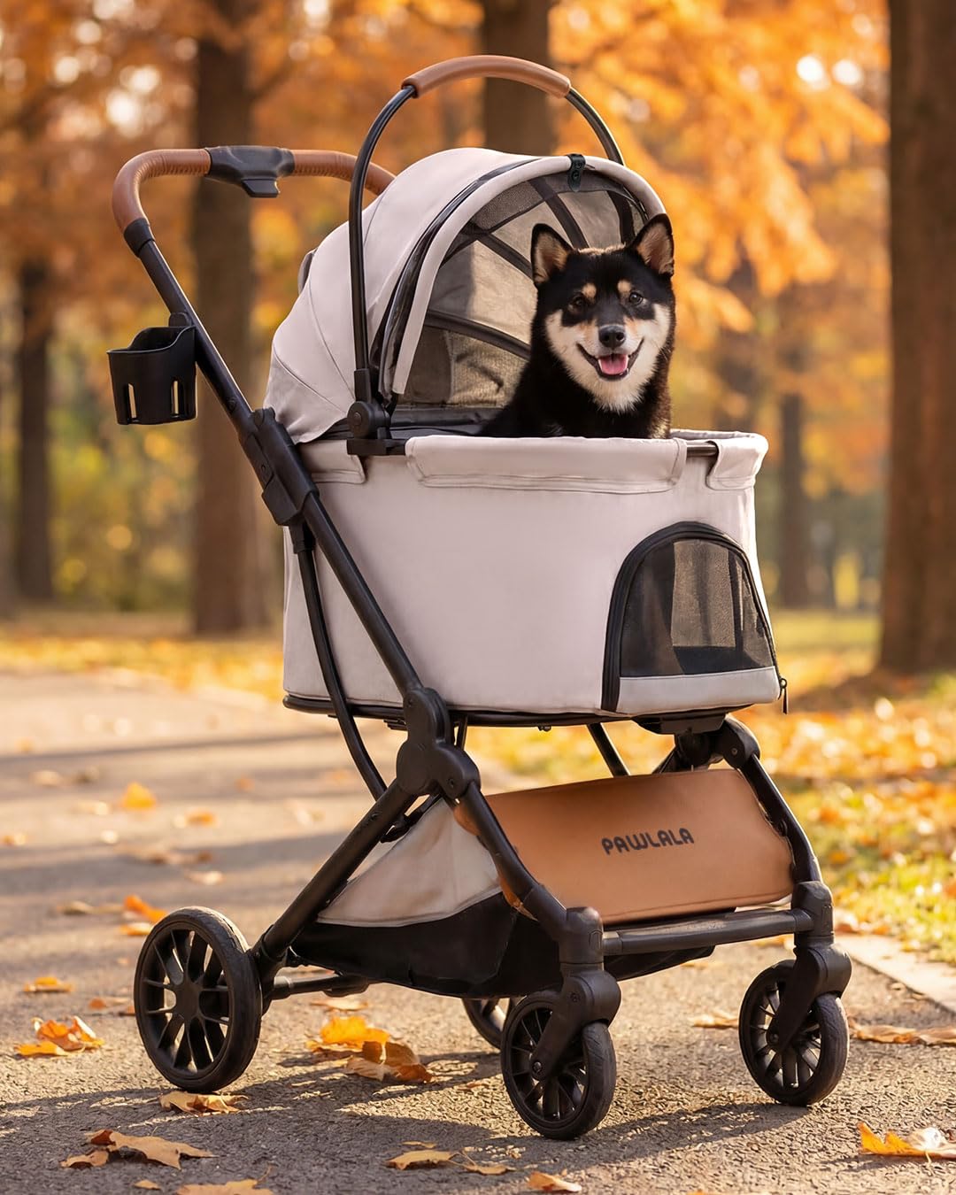 Pet Stroller with Detachable Carrier for Small, Medium Dogs & Cats, Lightweight Foldable Design, Travel-Ready, Compact Storage (Cloud Gray)