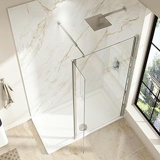 Marbella 300mm Walk in Wet Room Flipper Panel for Shower Screen 8mm Easy Clean Safety Tempered Glass