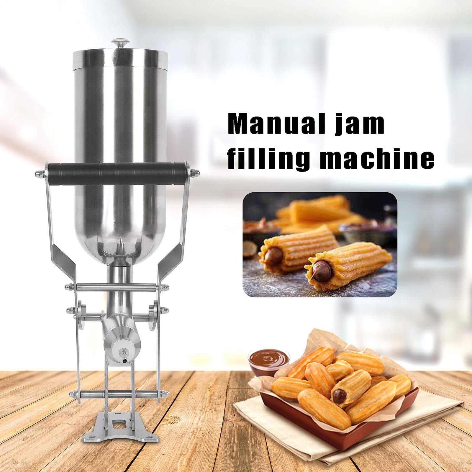 Machine À Churros Professionnelle, Grande Capacité De 4,5 L, Diamètre du Noyau D'injection : 6 Mm Et Longueur : 3 Cm, Robuste Et Résistante À La Rouille, pour Salons De Thé, Pâtisseries
