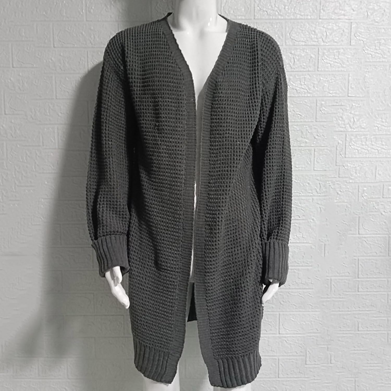 Cambkatl Mid-Length Cardigan Sweaters for Men Loose Open Front Chunky Knitted Cozy Winter Coats with Pockets