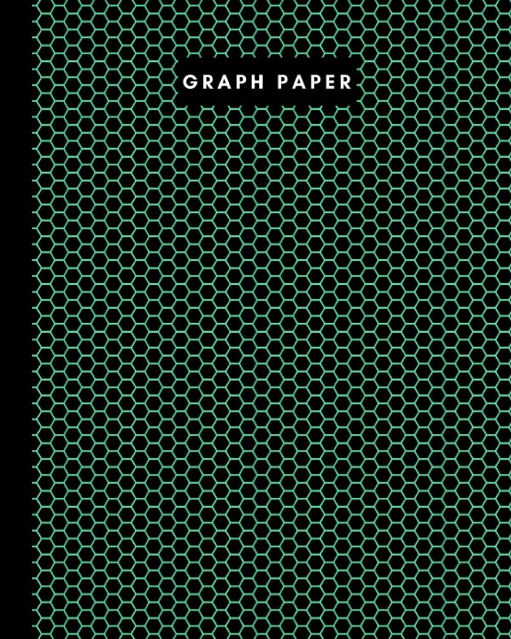 8" x 10" Graph paper - 106 pages - Lime Green Beehive on Black: Imperial 1/4” squared white graph paper and high quality gloss cover by Elizabeth Banks