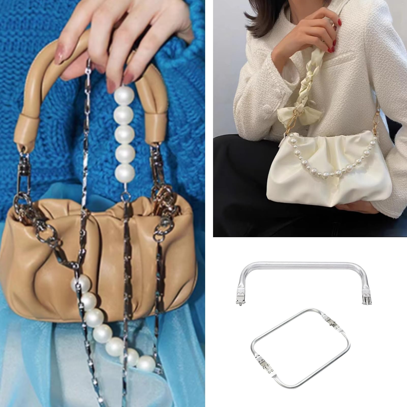 Cadres De Sac à Main avec Fermoir Baiser, Poignées en Métal, Accessoires De Cadre pour Portefeuille, Sacs à Main, Bricolage Artisanal, Fermoir pour Porte-Monnaie, 8.5cm