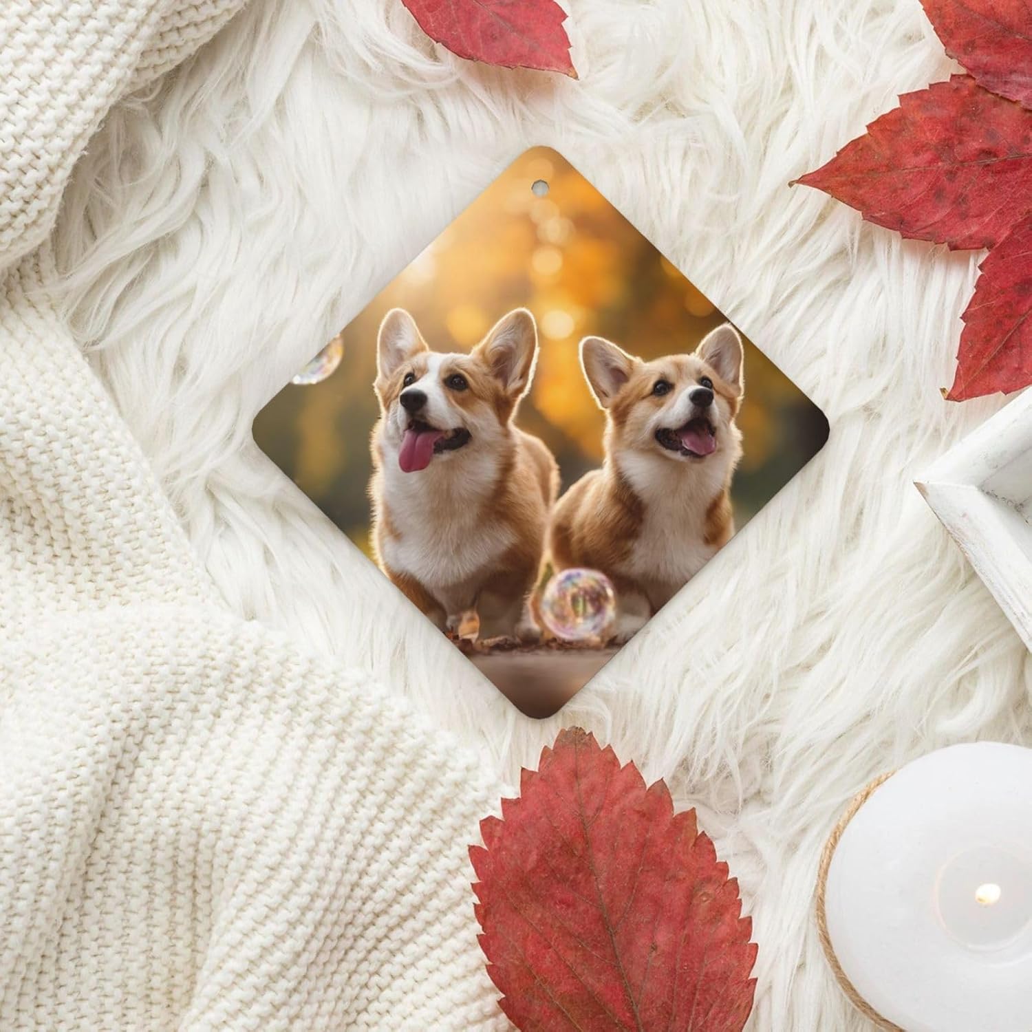 Car Air Freshener 24 PCS Cute Corgi dog Hanging Car Air Fresheners Auto Interior Decor Card Freshener Strong Scented Card Lavender Cars Scents for Office Bedroom Close Drawer Square