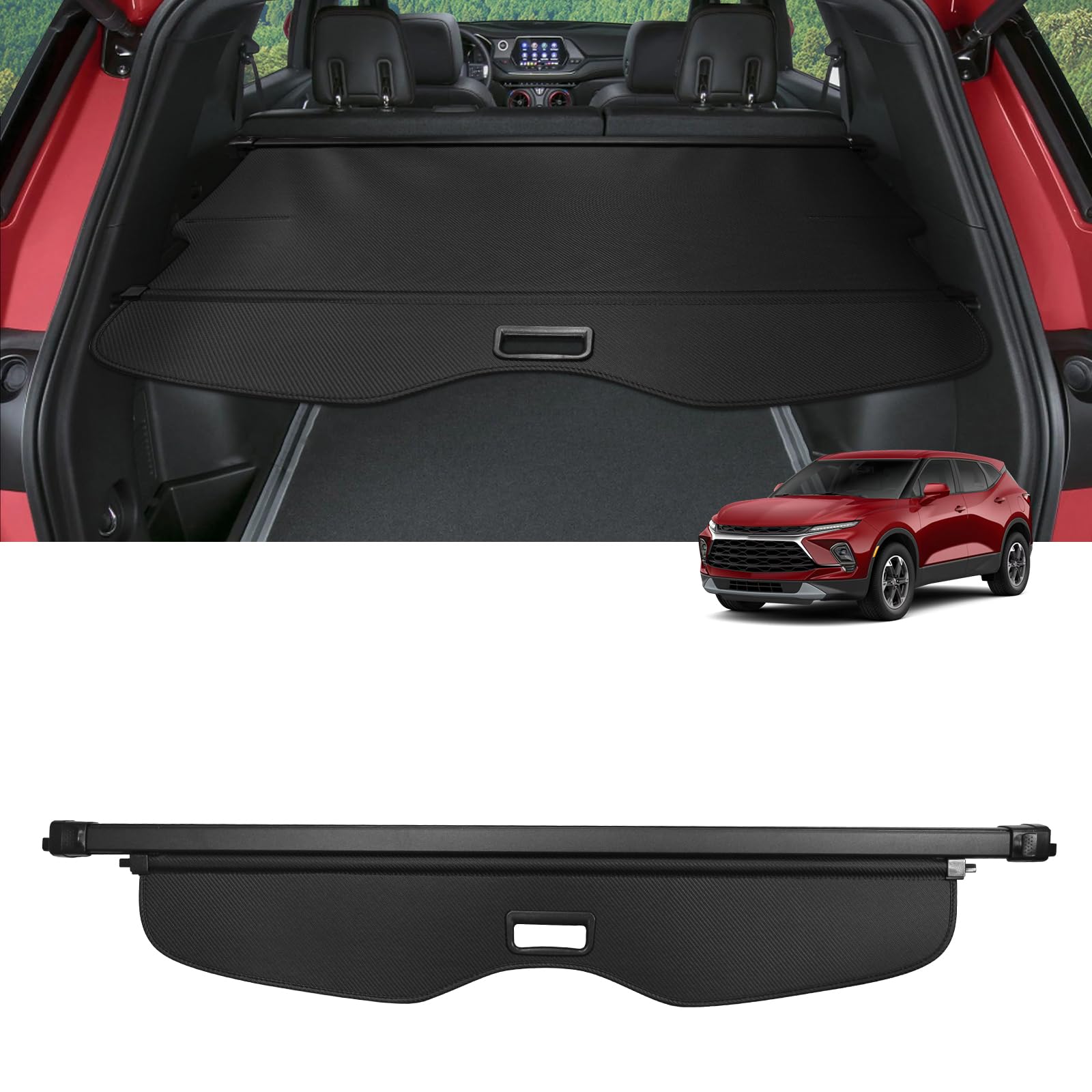 VEENJOY Cargo Cover for 2019-2025 Chevrolet Blazer Accessories Retractable Trunk Cover Security Shielding Shade Cargo Luggage Cover Trunk Storage