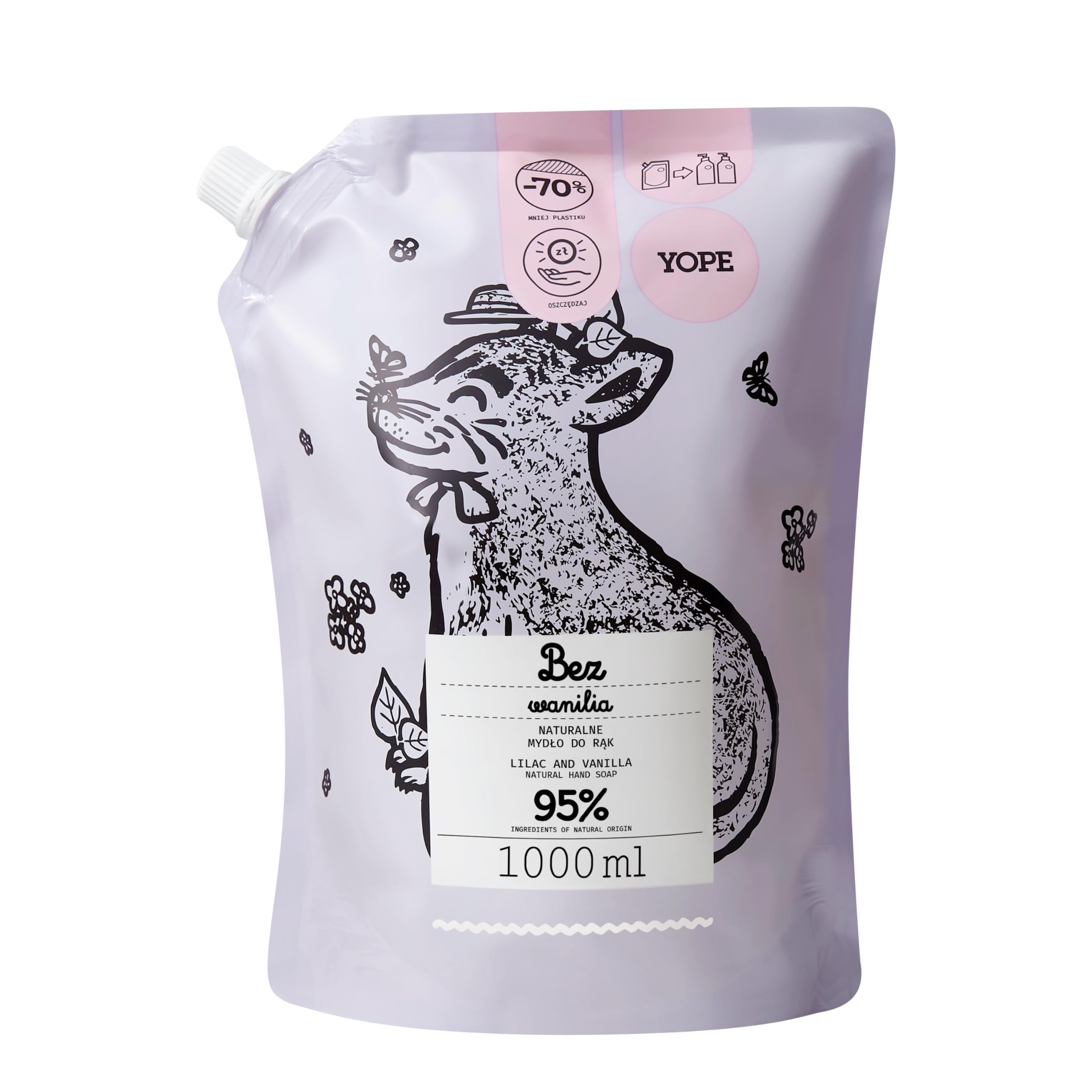 YOPE REFILL HAND WASH | MOISTURIZING | ALLANTOIN, PROVITAMIN B5 | 95% INGREDIENTS OF NATURAL ORIGIN | VEGAN | SCENT LILAC VANILLA| 1000ml