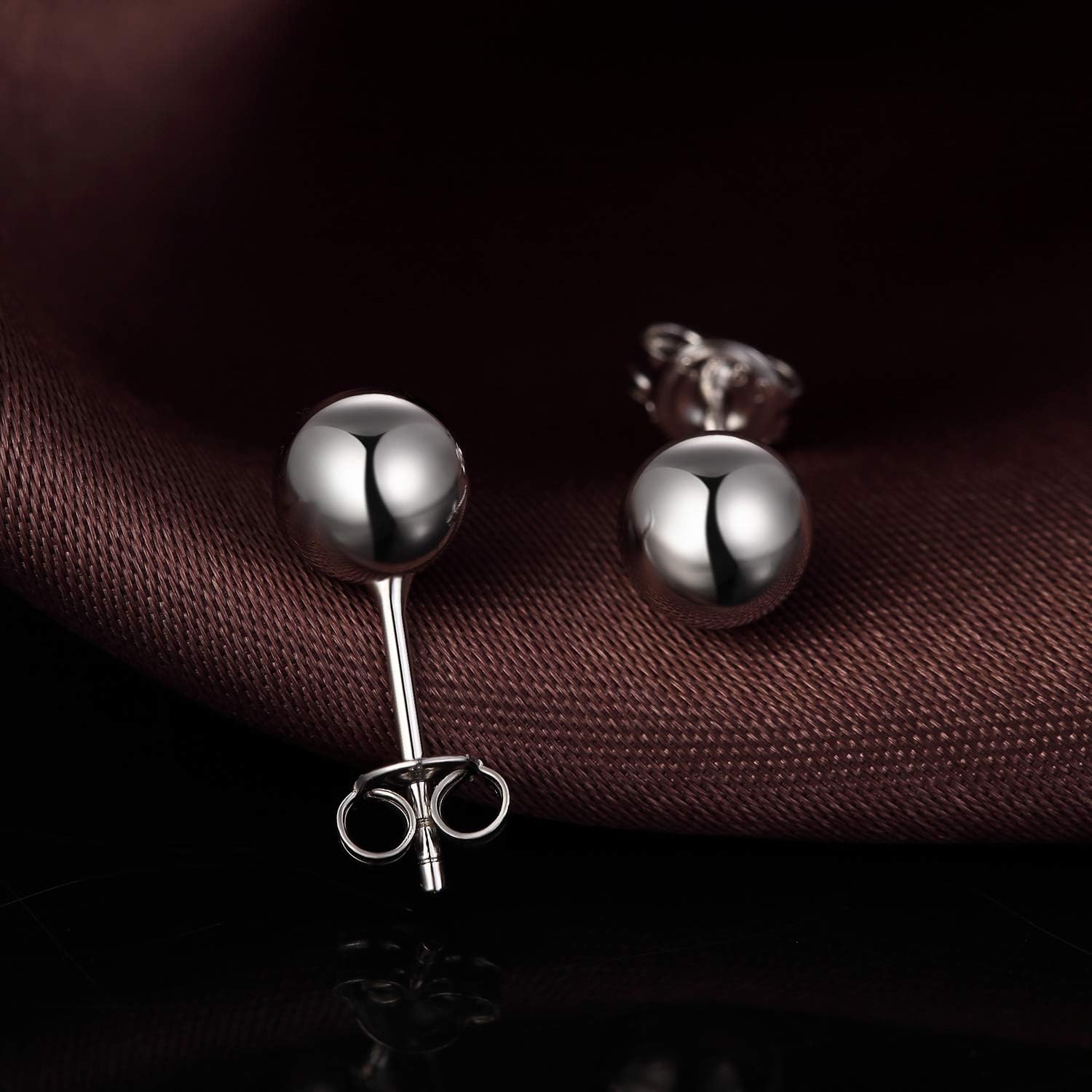 Jiamiaoi Ball Stud Earrings Set Sizes 4mm-10mm,High Polish Finish Ball Studs Hypoallergenic 925 Sterling Silver Stud Earrings for Women Men