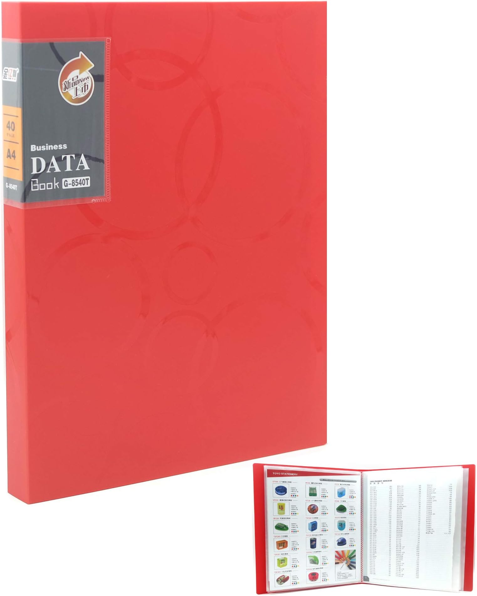 Protector Clear Book Clear File Folders 40-Pocket Business A4 Sheet Presentation Book Organizer Binder 80-Page Capacity Available for Report Sheets (red)