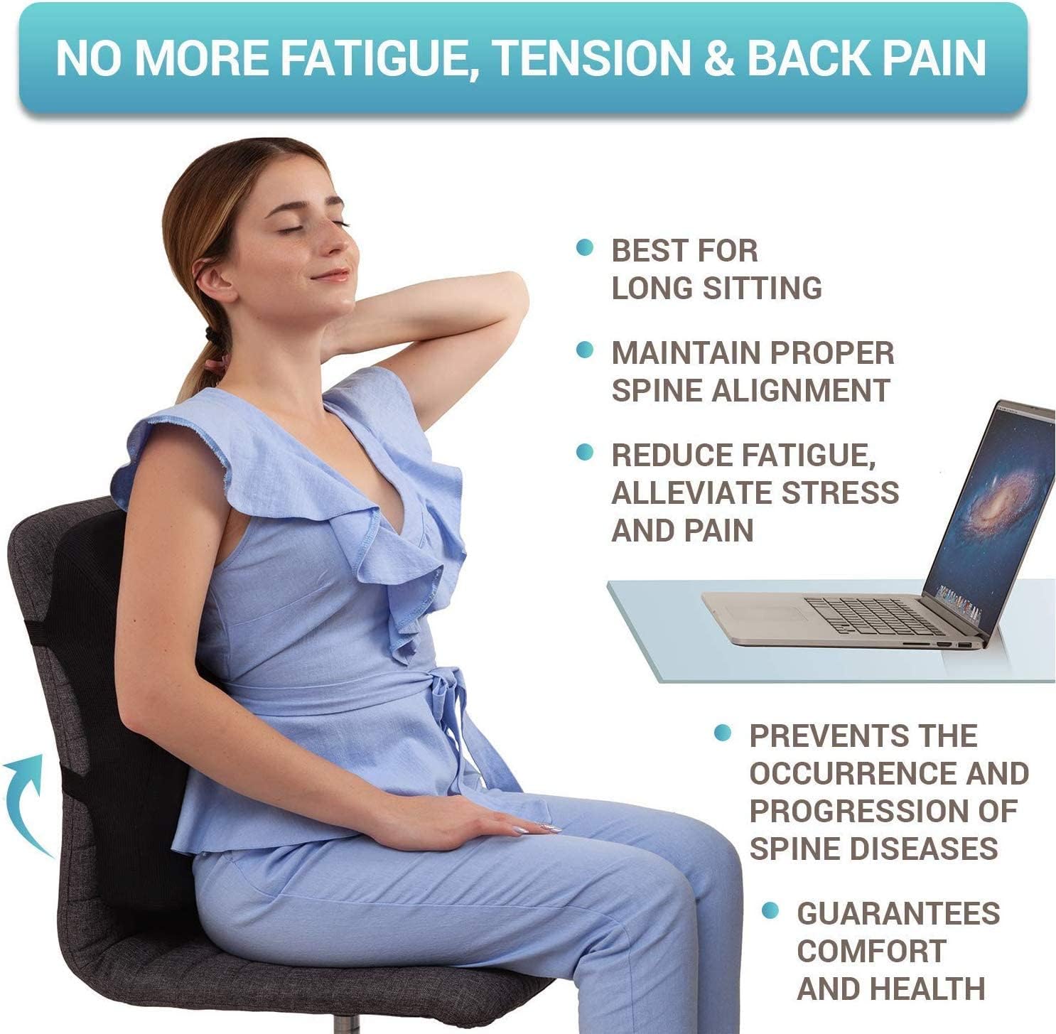 Back Support for Office Chair - Memory Foam Lumbar Pillow - Large Perfect Cushion for Car, Computer and Desk Seat : Home & Kitchen