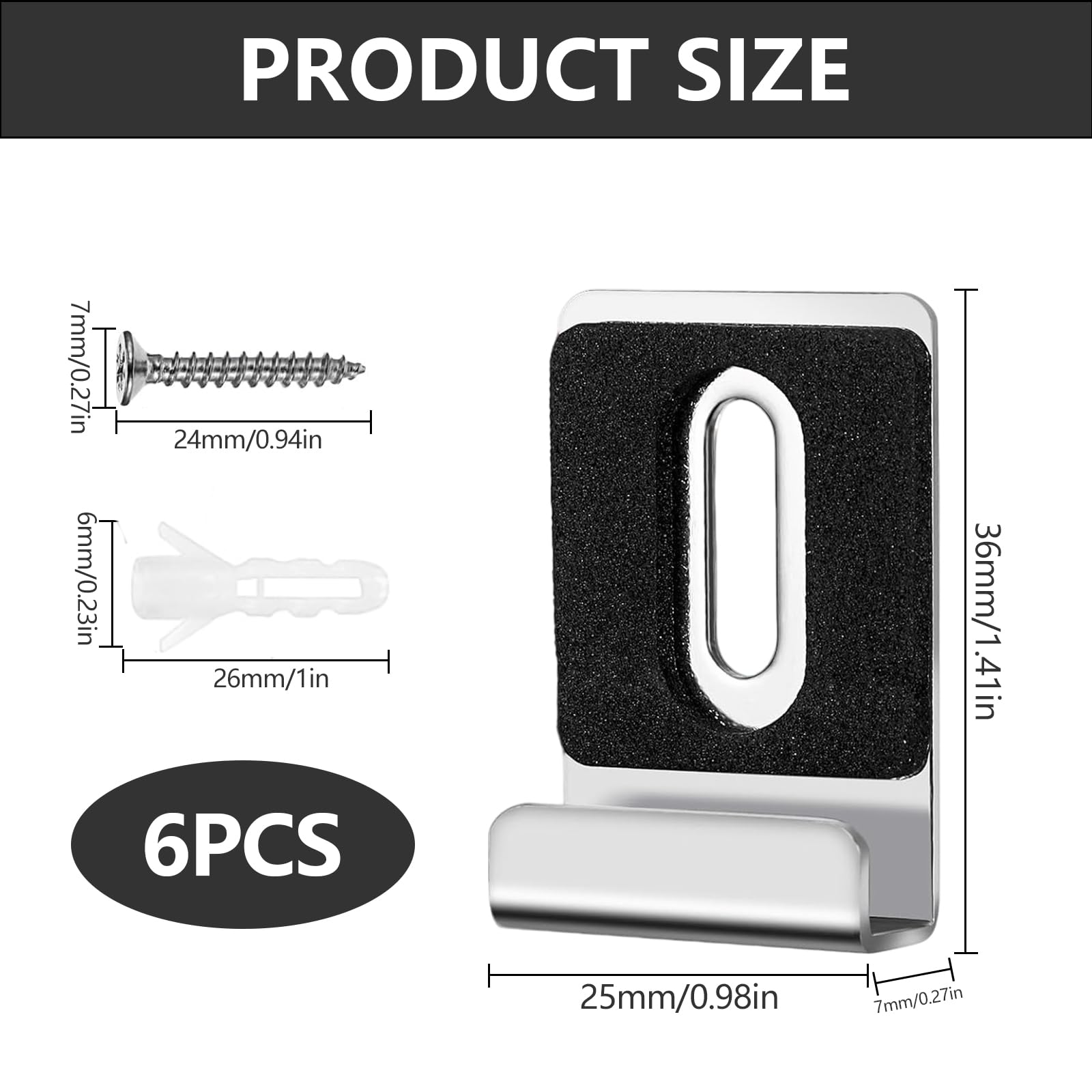 6 Pack Stainless Steel Mirror Clips Hanging Kit Wall Mount Brackets with Screws Heavy Duty Anti-Rust Fixings for Picture Frameless Mirrors in Bathroom & Kitchen Ceramic Tile - Image 2