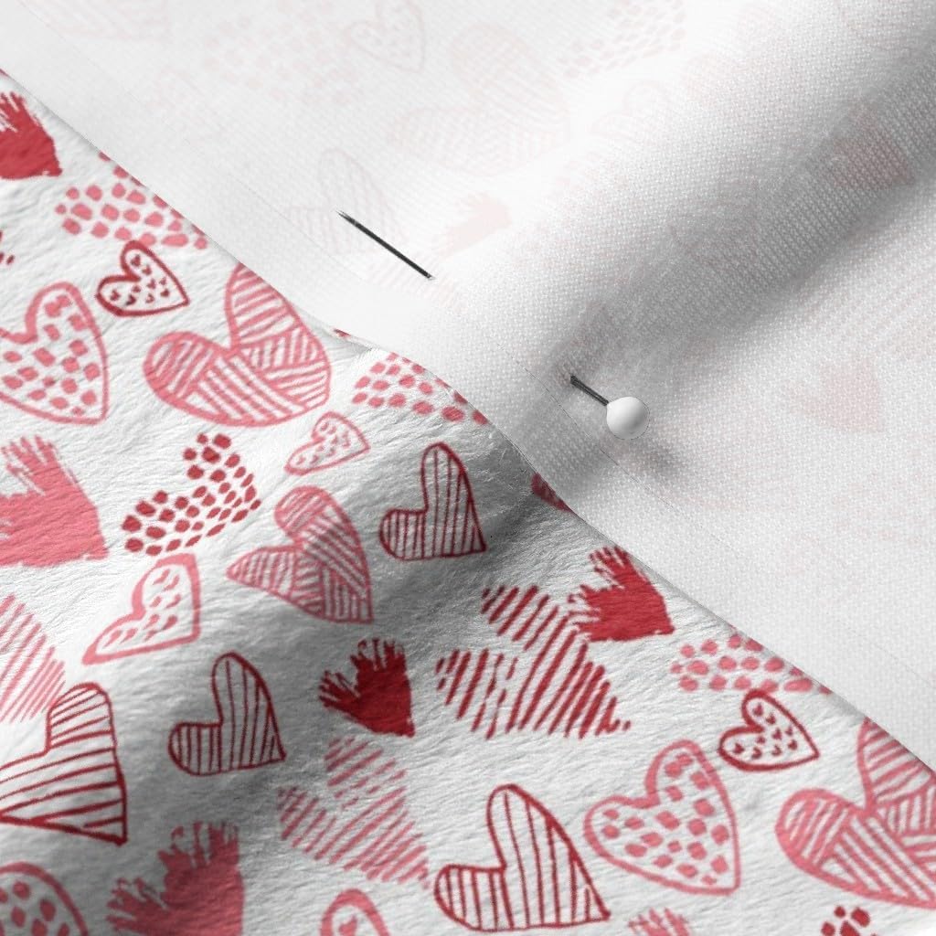 Spoonflower Fabric - Hearts Mini Valentines Cute Micro Print Day Love Heart Printed on Minky Fabric by The Yard - Sewing Baby Blankets Quilt Backing Plush