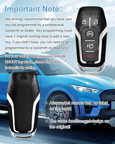 Miniatura 5 de CAUORMOTE Reemplazo del llavero para Ford Mustang Fusion Explorer Edge Lincoln MKC MKX MKZ 5 botones de entrada sin llave control remoto compatible