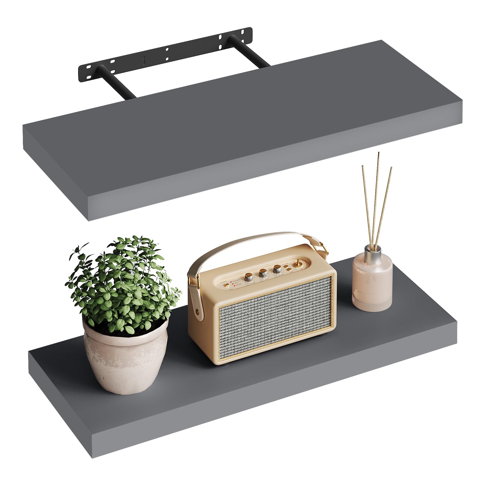 WOLTU Estanteria Pared Flotante, Juego de 2 de Madera de MDF, para Salón, Cocina, Pasillo RG9319dgr-2