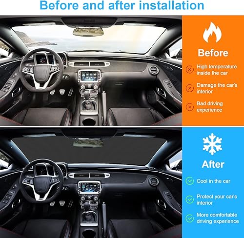 Vista 46 de RT-TCZ Parasol para parabrisas delantero para Jeep JL JLU 2018-Presente para Gladiator JT 2020-Presente Wrangler Gladiator 18+