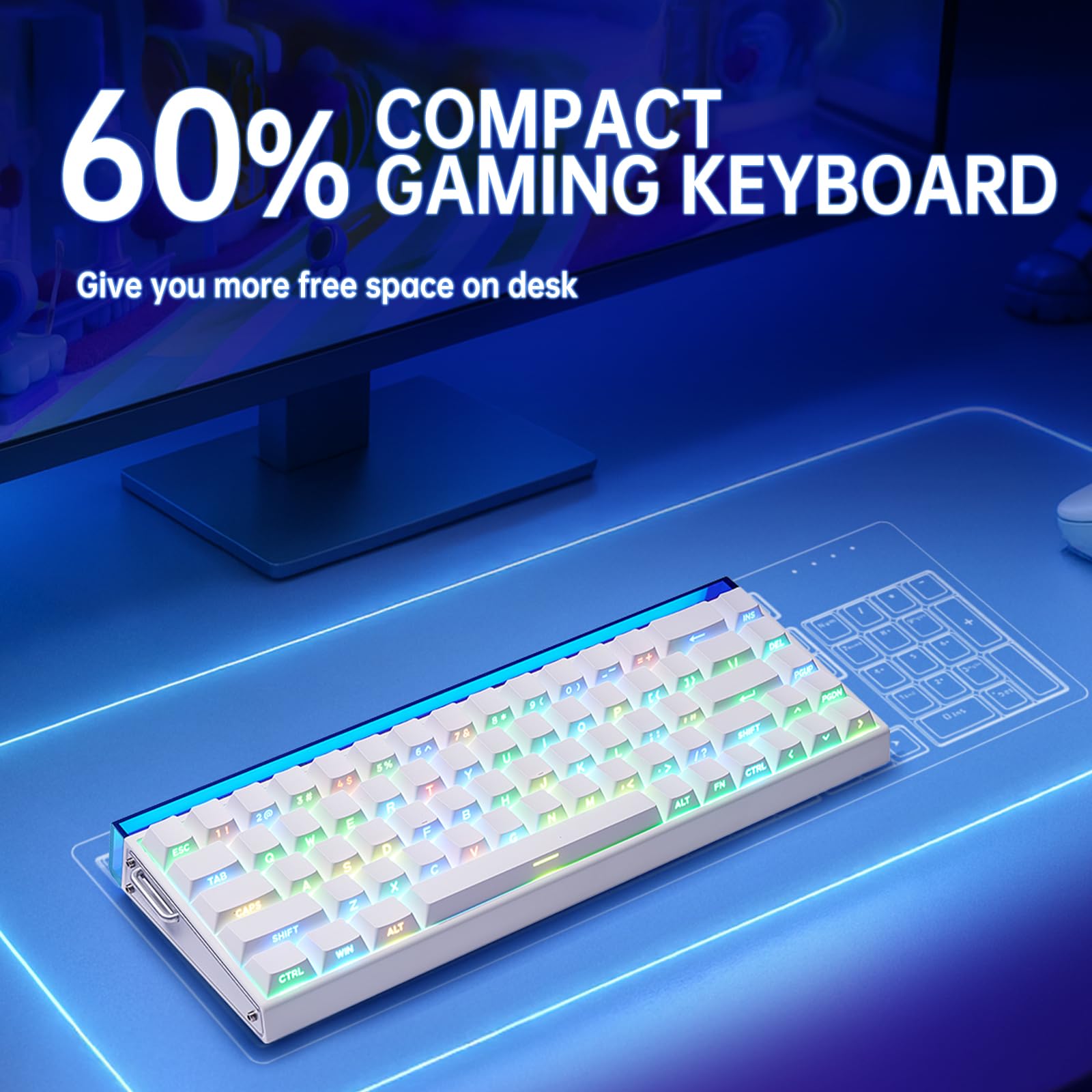 Amazon | x Aula Hero 68 60%有線キーボード、RGBバックライト付き