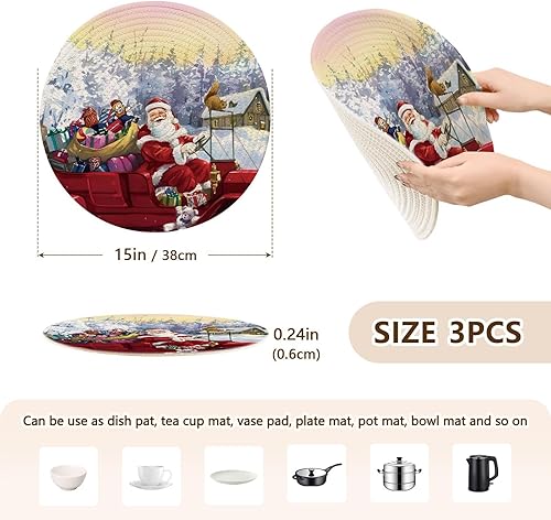 Miniatura 2 de 3 piezas de camino de mesa de salvamanteles para ollas y sartenes calientes de 15 pulgadas, almohadilla de algodón para tetera, cocina, decoración