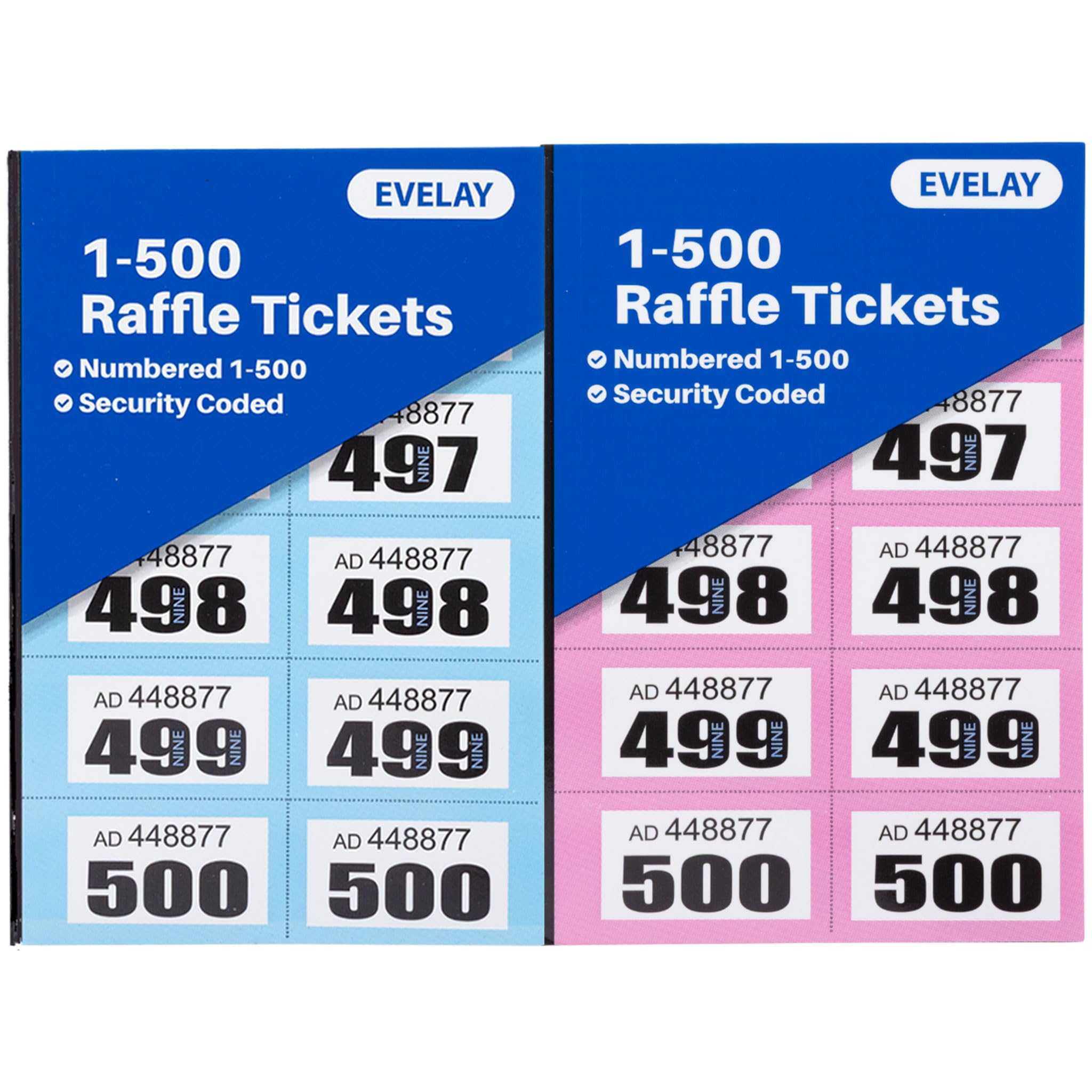 Tickets de tombola 1-500 Lot de 2 carnets numérotés perforés