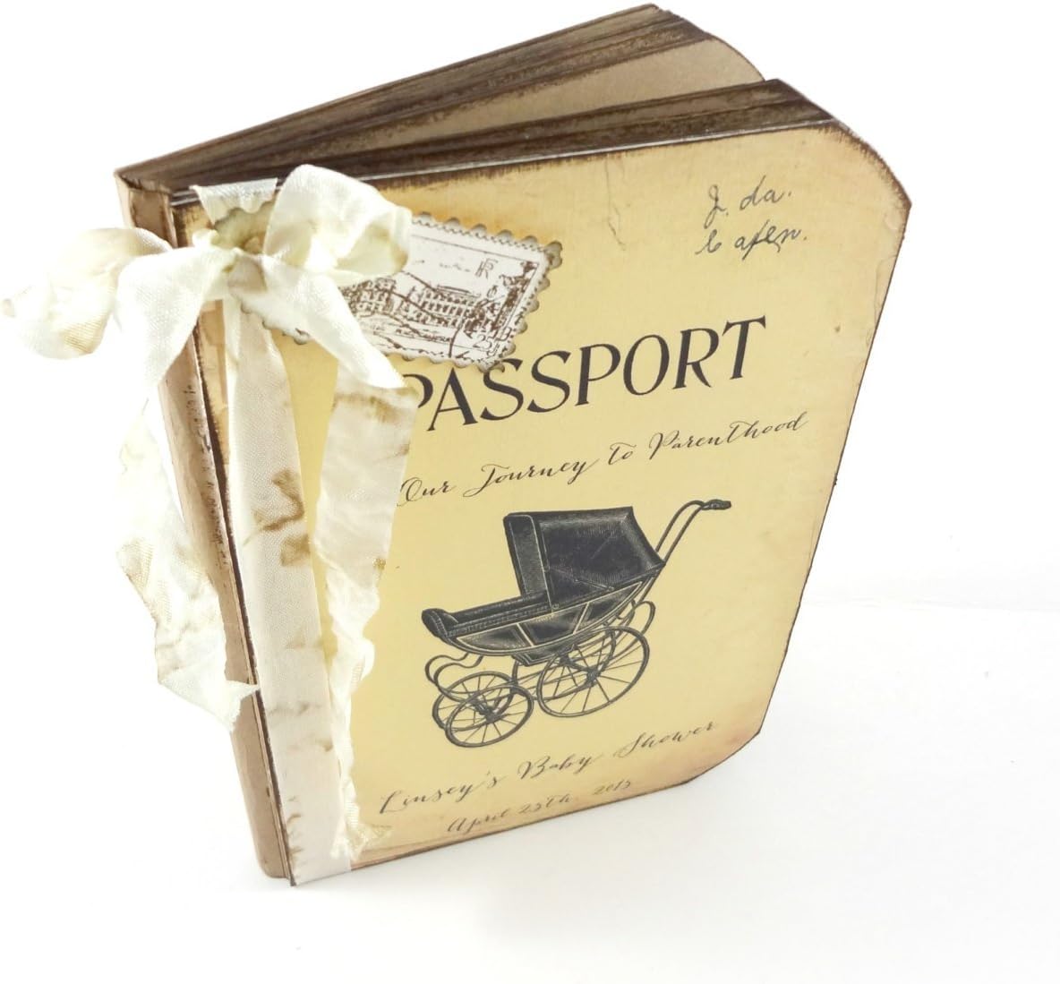 Custom Baby Shower Guest Book, Travel Themed, Passport, Advice for New Mom Book
